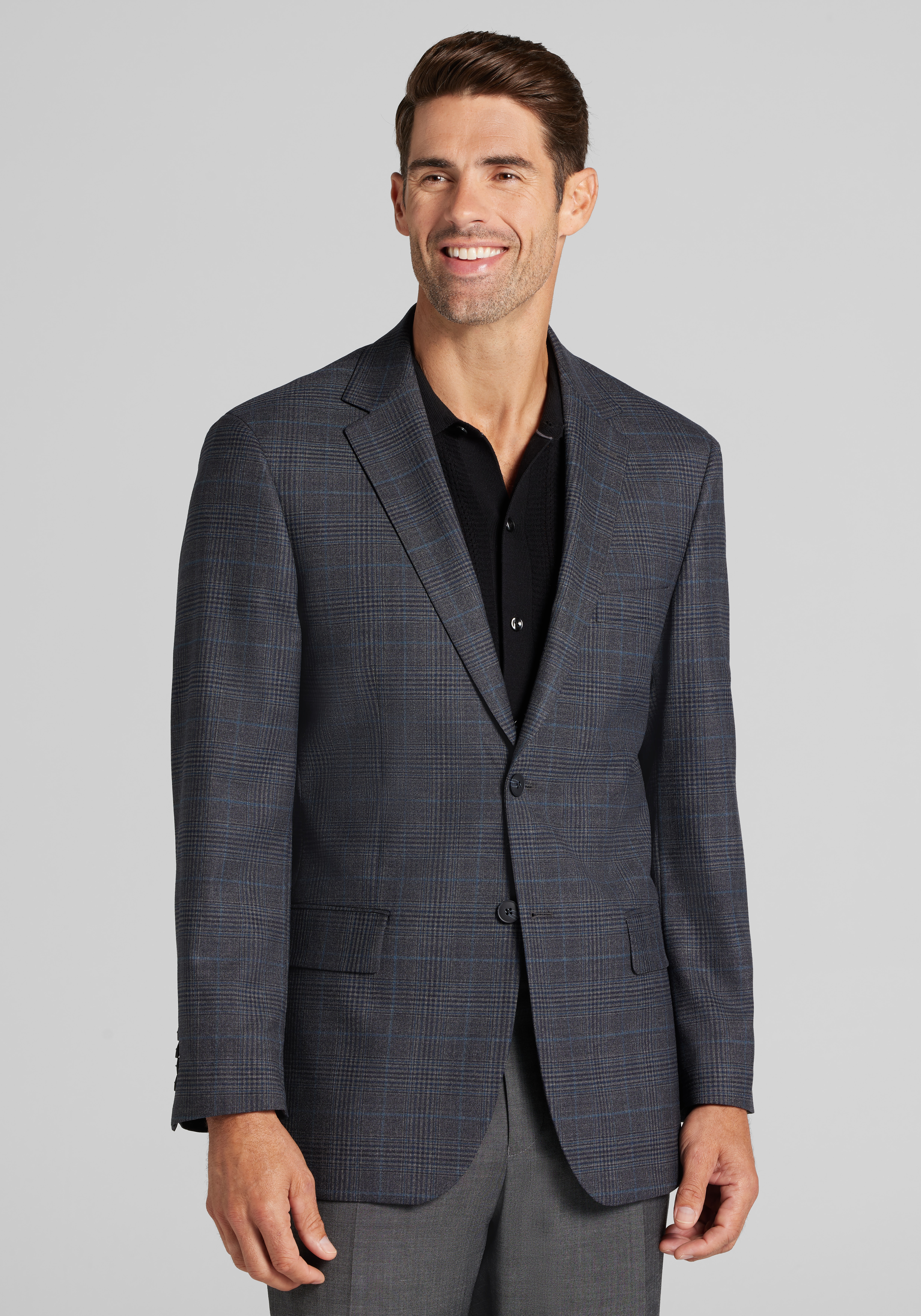 Men's FLYOUT_CATEGORY, Traveler&reg; COOL<i>MOTION</i> Tailored Fit Plaid Sportcoat - Big & Tall - Jos A Bank