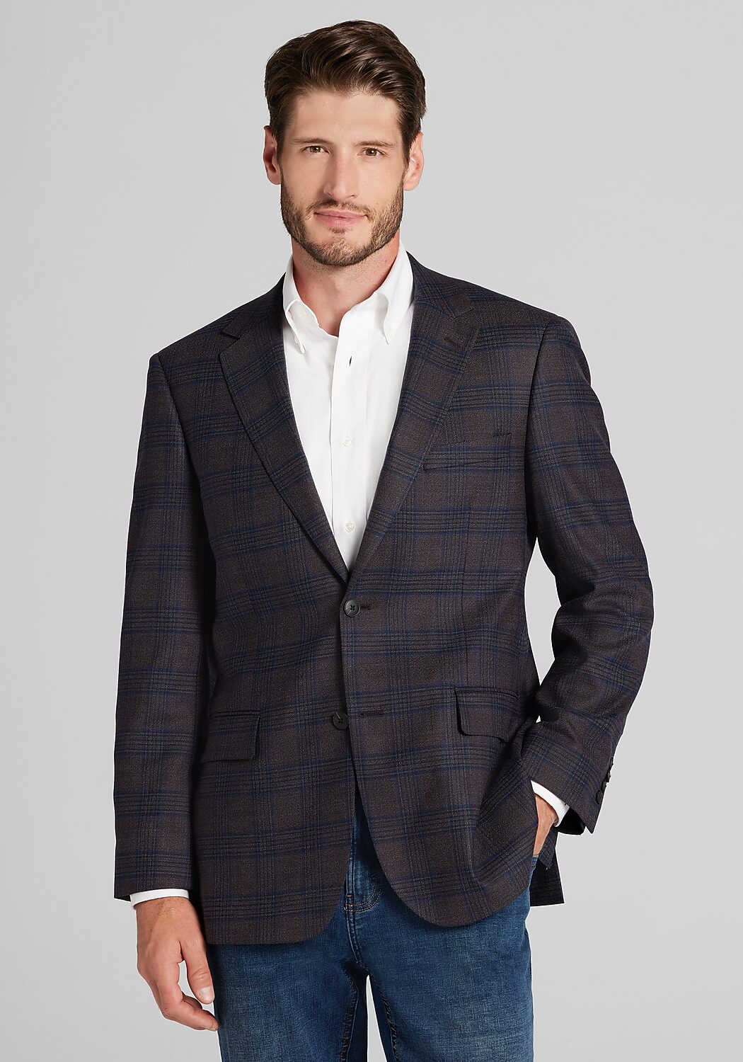 Traveler&reg; COOL<i>MOTION</i> Tailored Fit Plaid Sportcoat