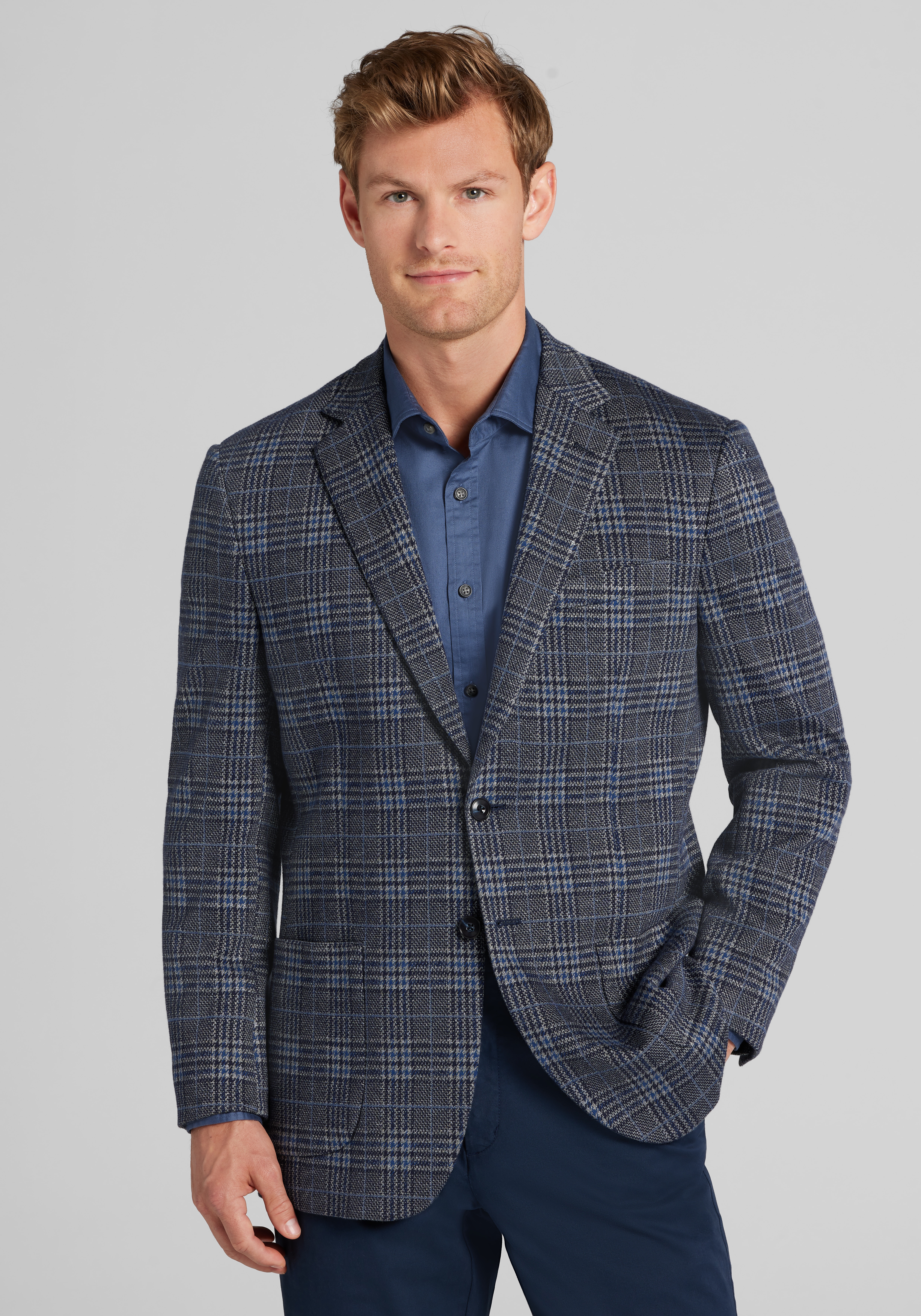 Men's New!, Jos. A. Bank Comfort Stretch Tailored Fit Glen Plaid Sportcoat - Jos A Bank