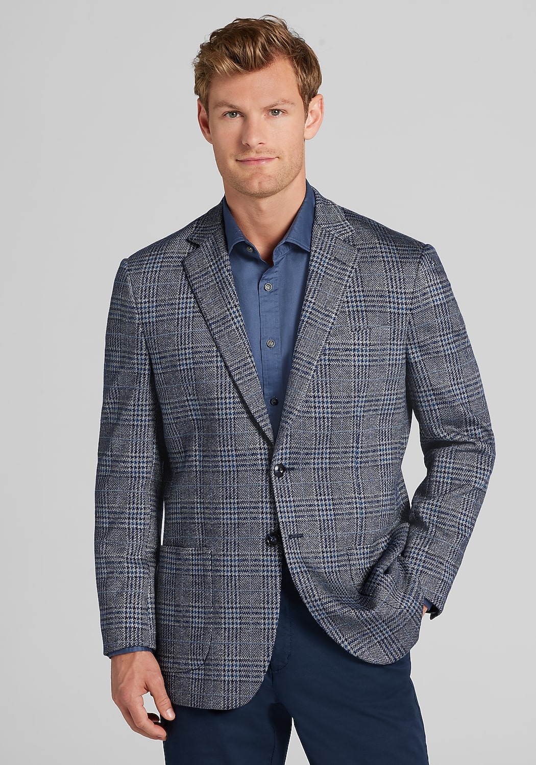 Jos. A. Bank Comfort Stretch Tailored Fit Glen Plaid Sportcoat
