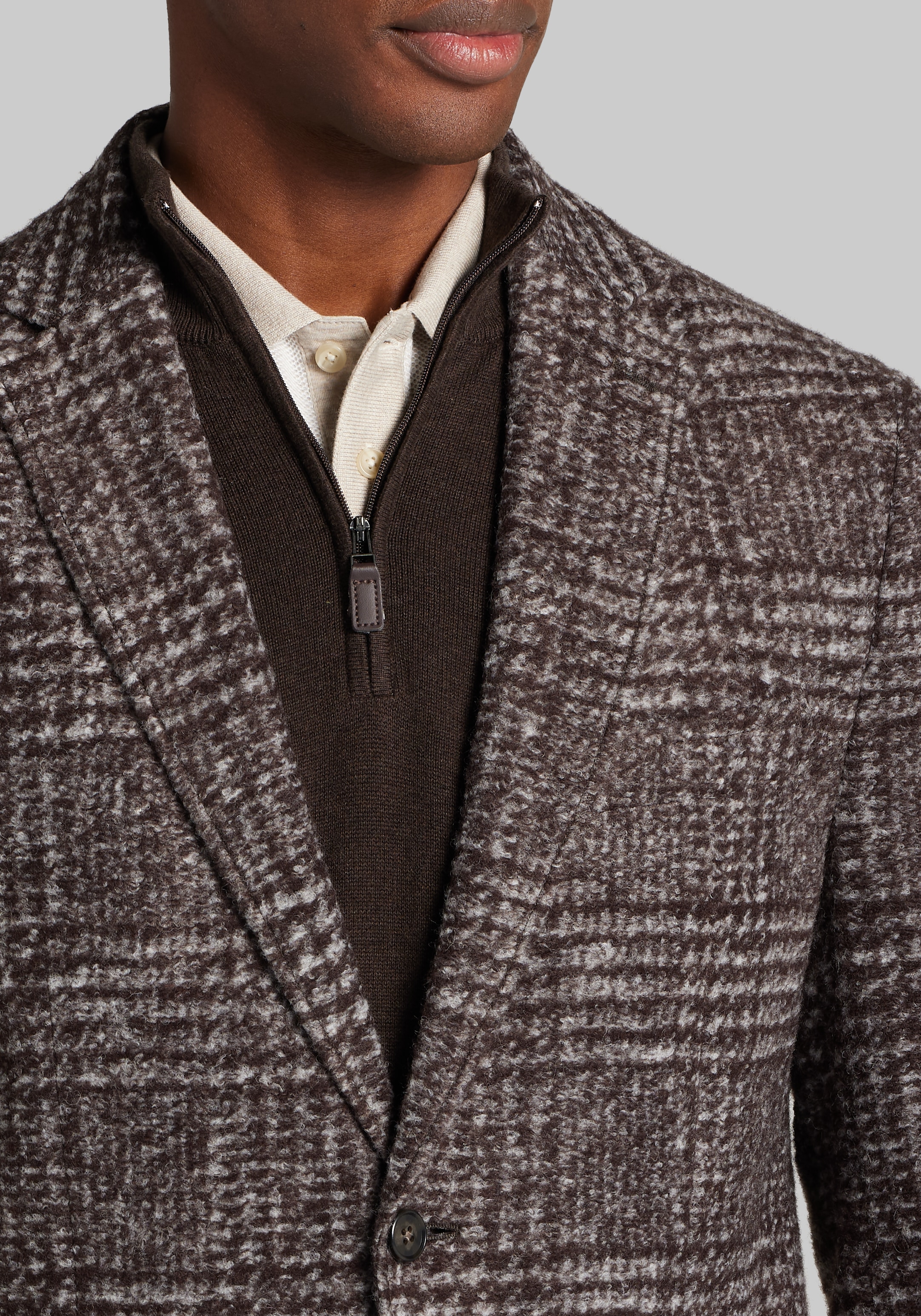Jos. A. Bank Comfort Stretch Slim Fit Plaid Knit Sportcoat