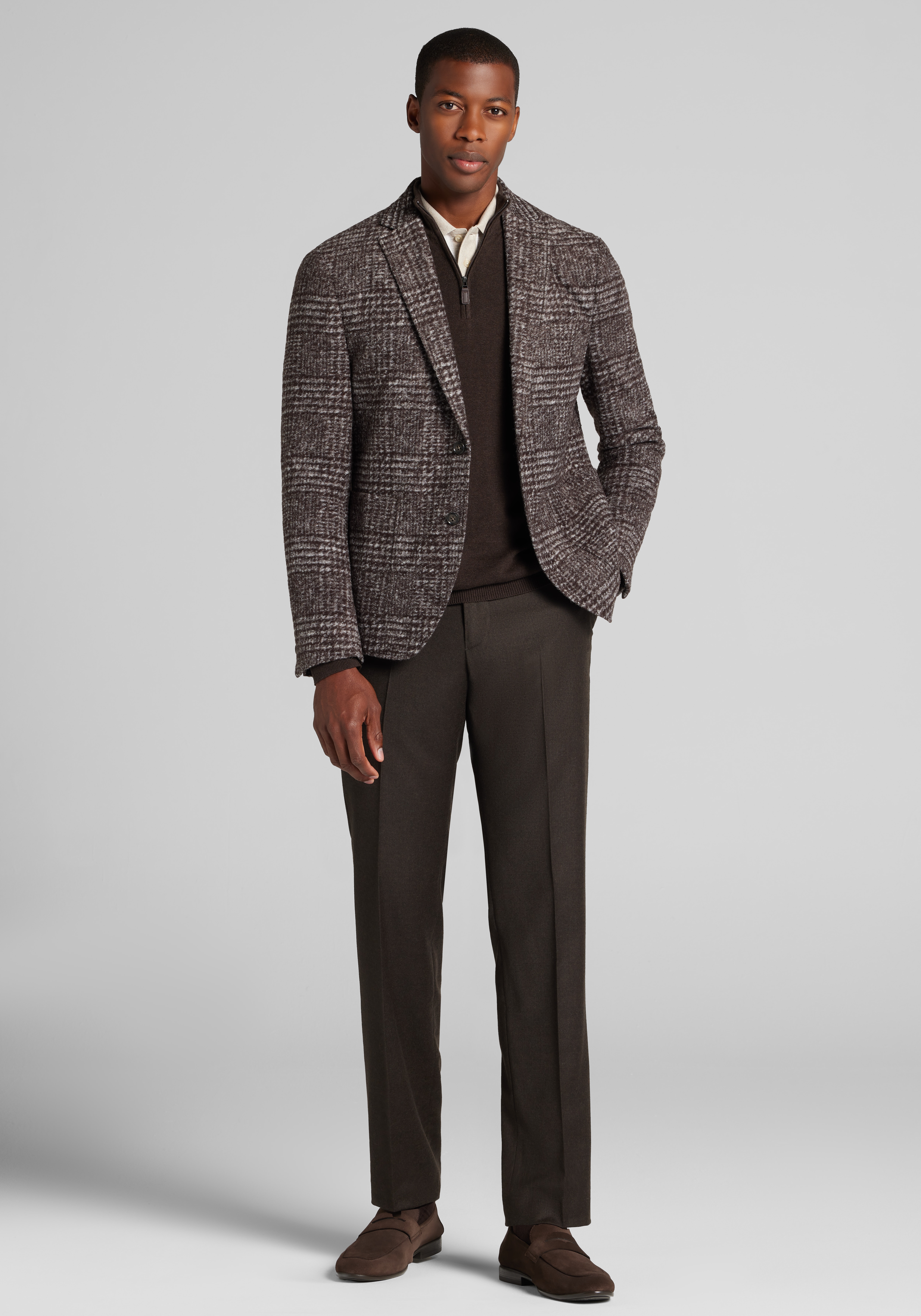 Jos. A. Bank Comfort Stretch Slim Fit Plaid Knit Sportcoat