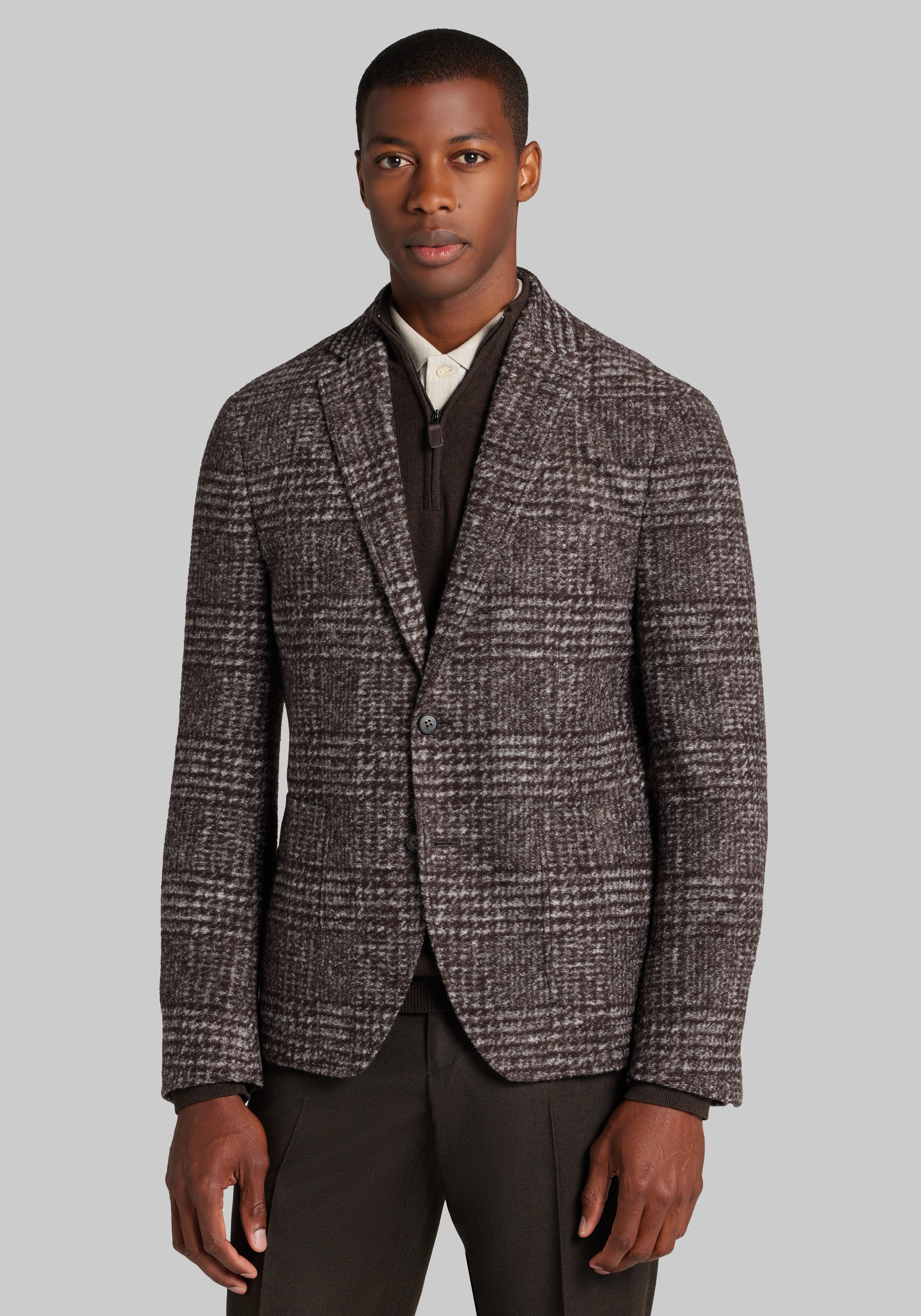 Men's New!, Jos. A. Bank Comfort Stretch Slim Fit Plaid Knit Sportcoat - Jos A Bank