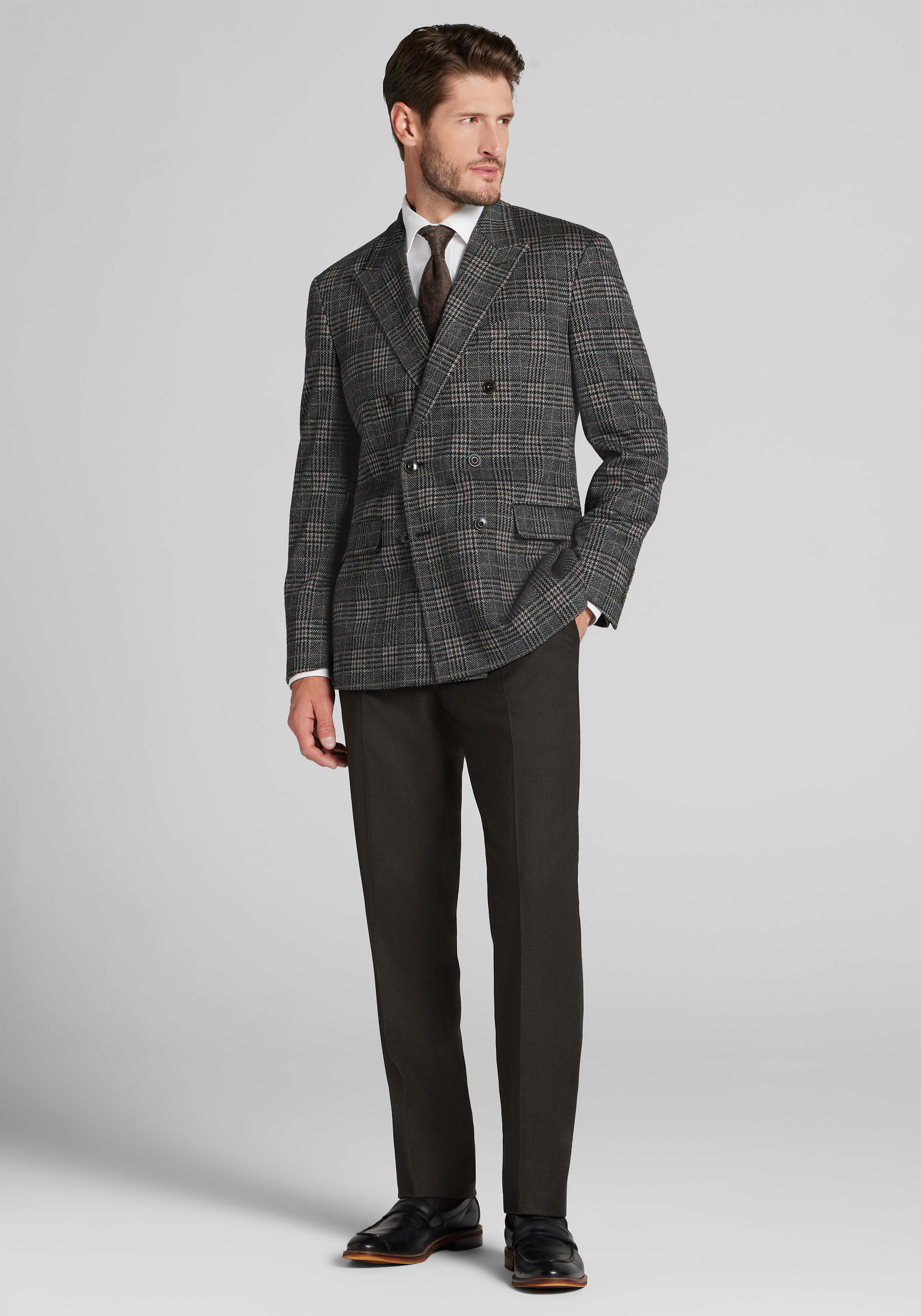 Jos. A. Bank Comfort Stretch Tailored Fit Glen Plaid Sportcoat