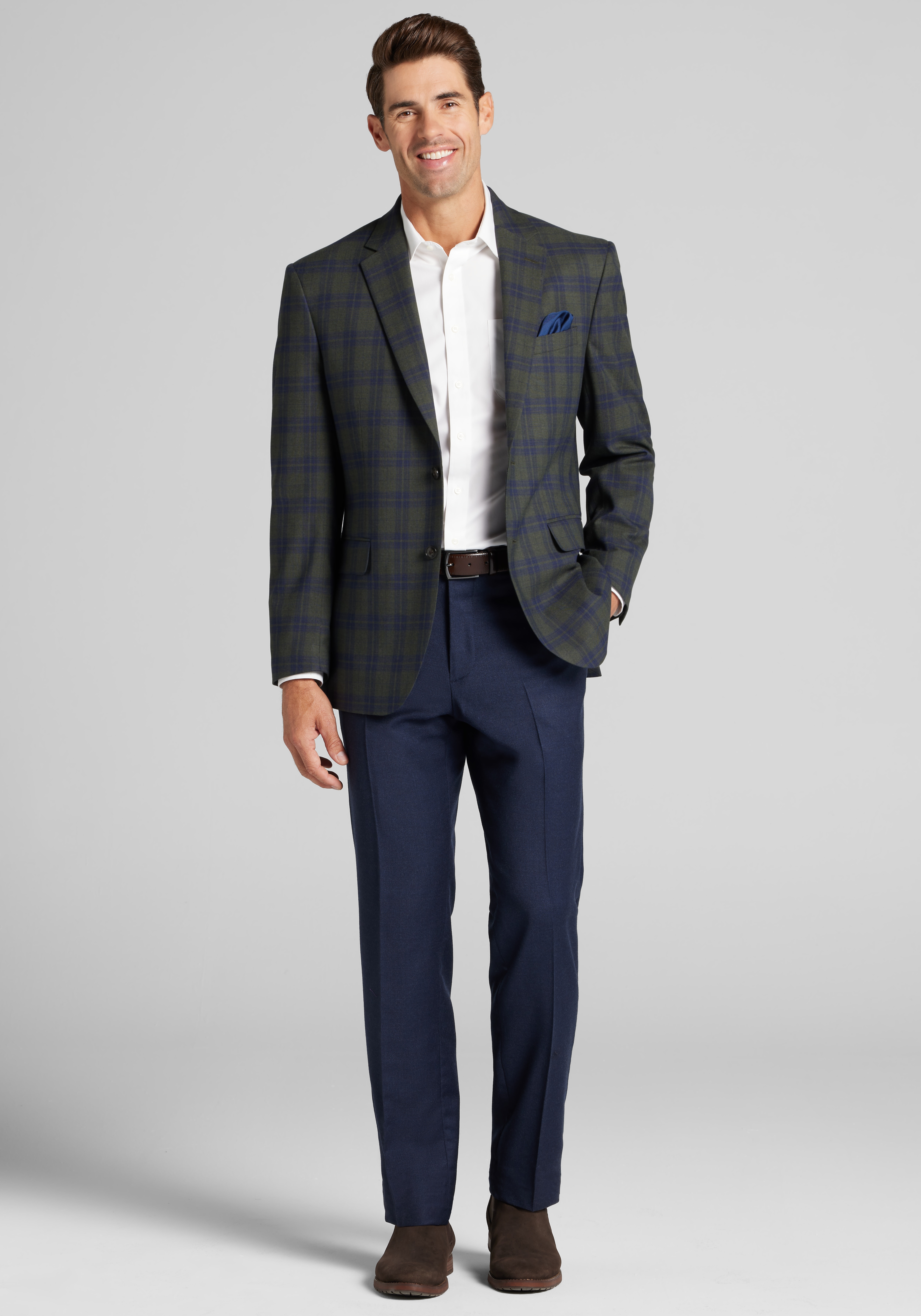 Jos. A. Bank Tailored Fit Plaid Comfort Stretch Sportcoat