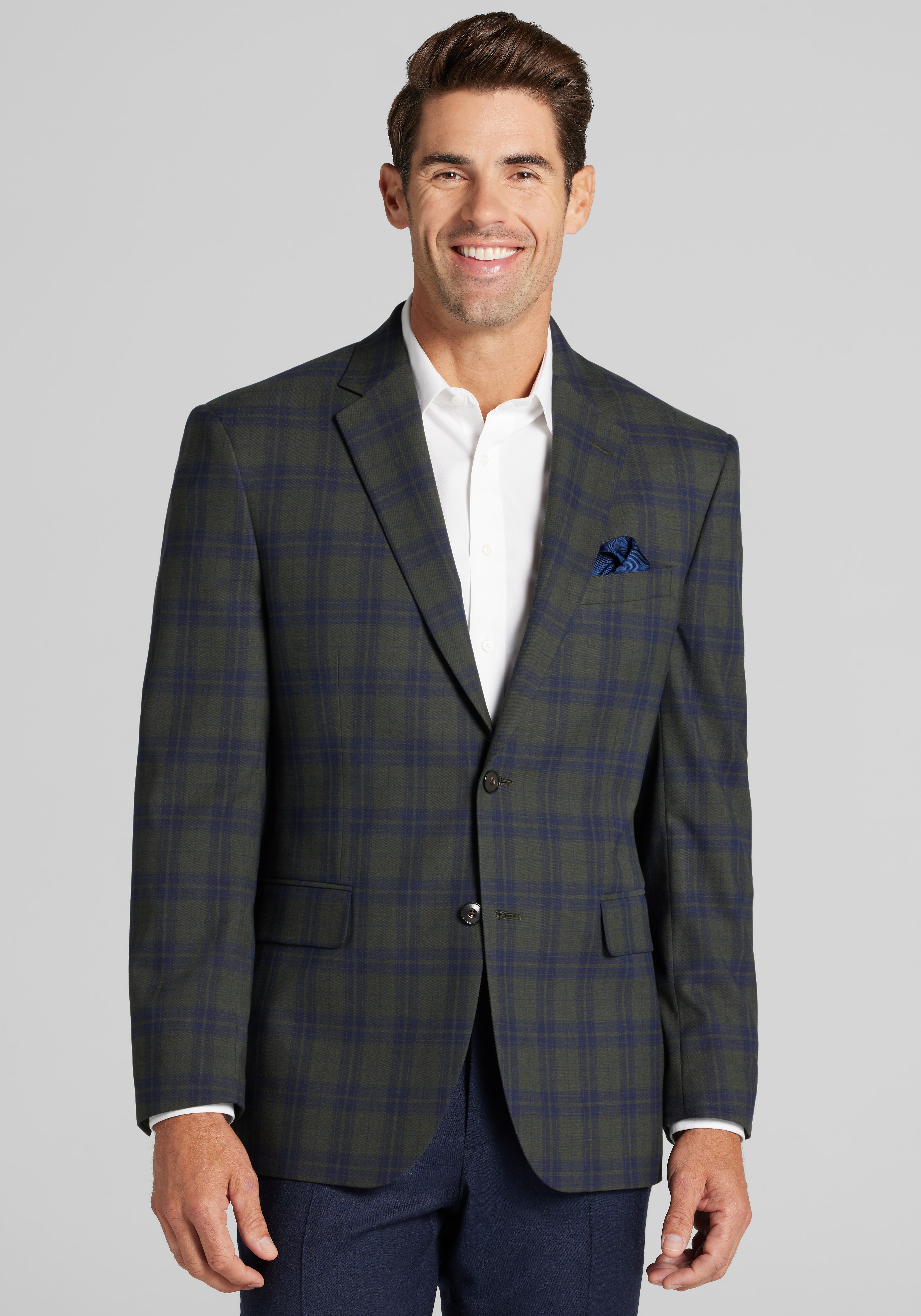Jos. A. Bank Tailored Fit Plaid Comfort Stretch Sportcoat
