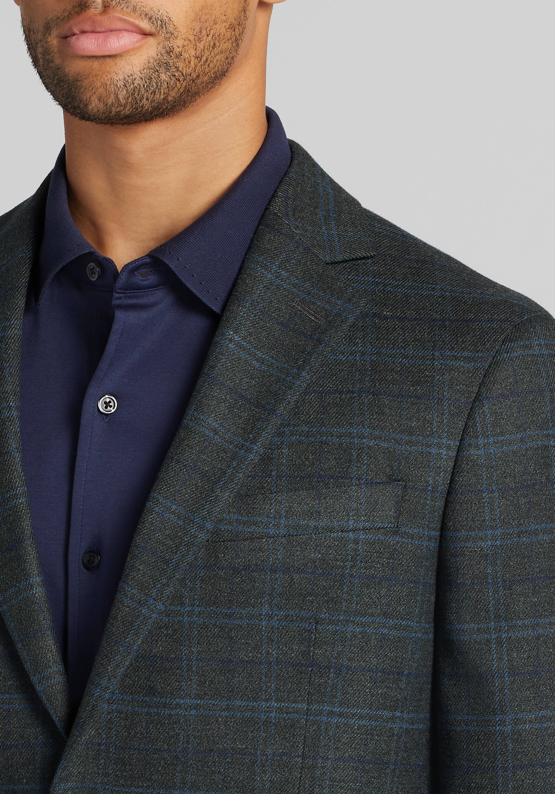 Jos. A. Bank Tailored Fit Plaid Comfort Stretch Sportcoat