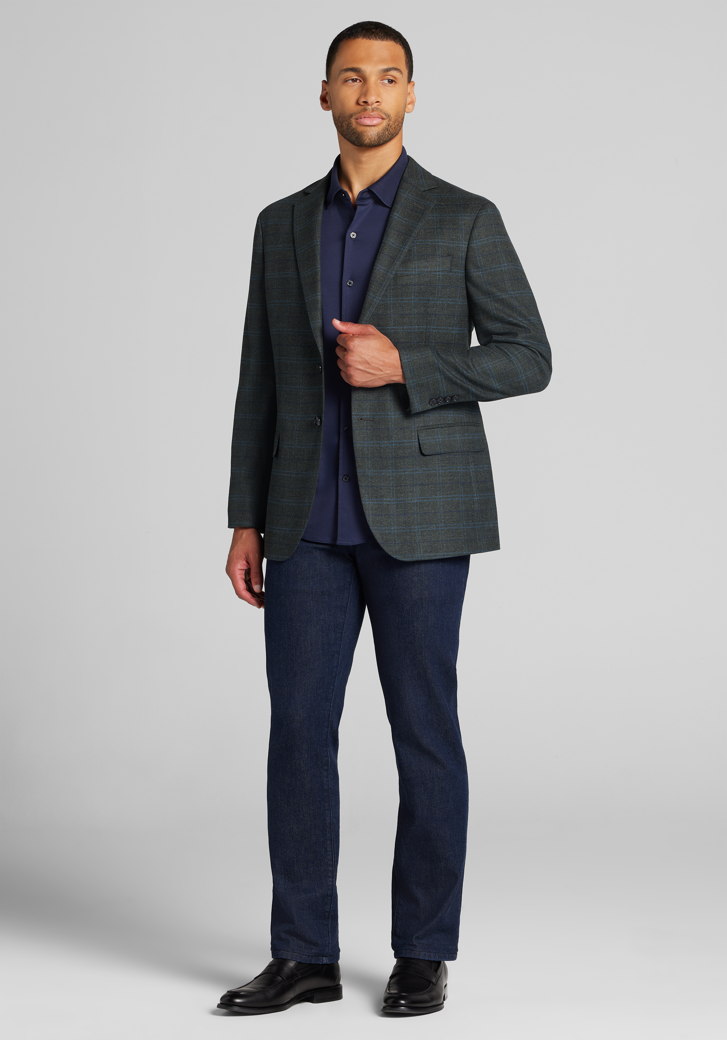Jos. A. Bank Tailored Fit Plaid Comfort Stretch Sportcoat