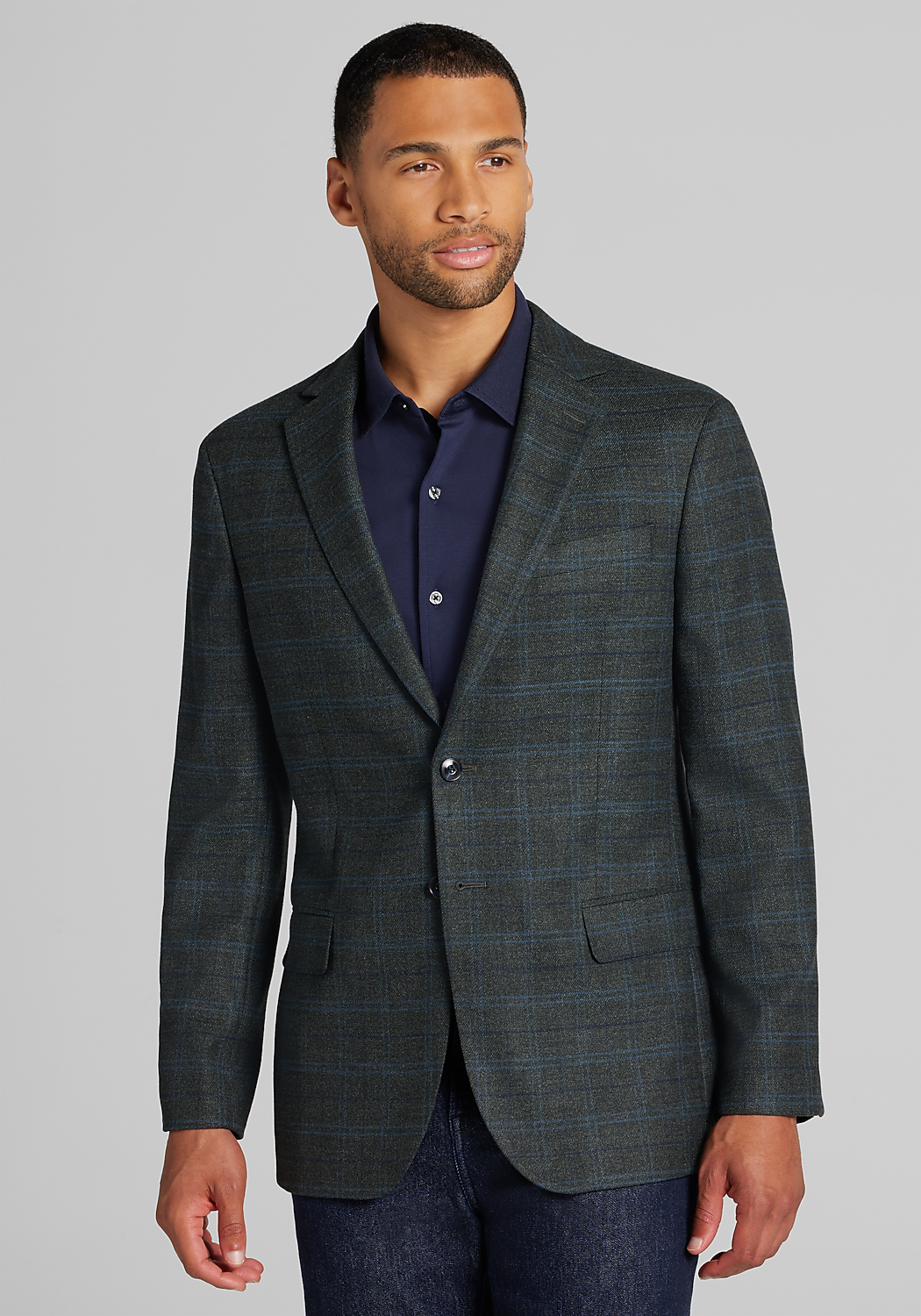 Jos. A. Bank Tailored Fit Plaid Comfort Stretch Sportcoat