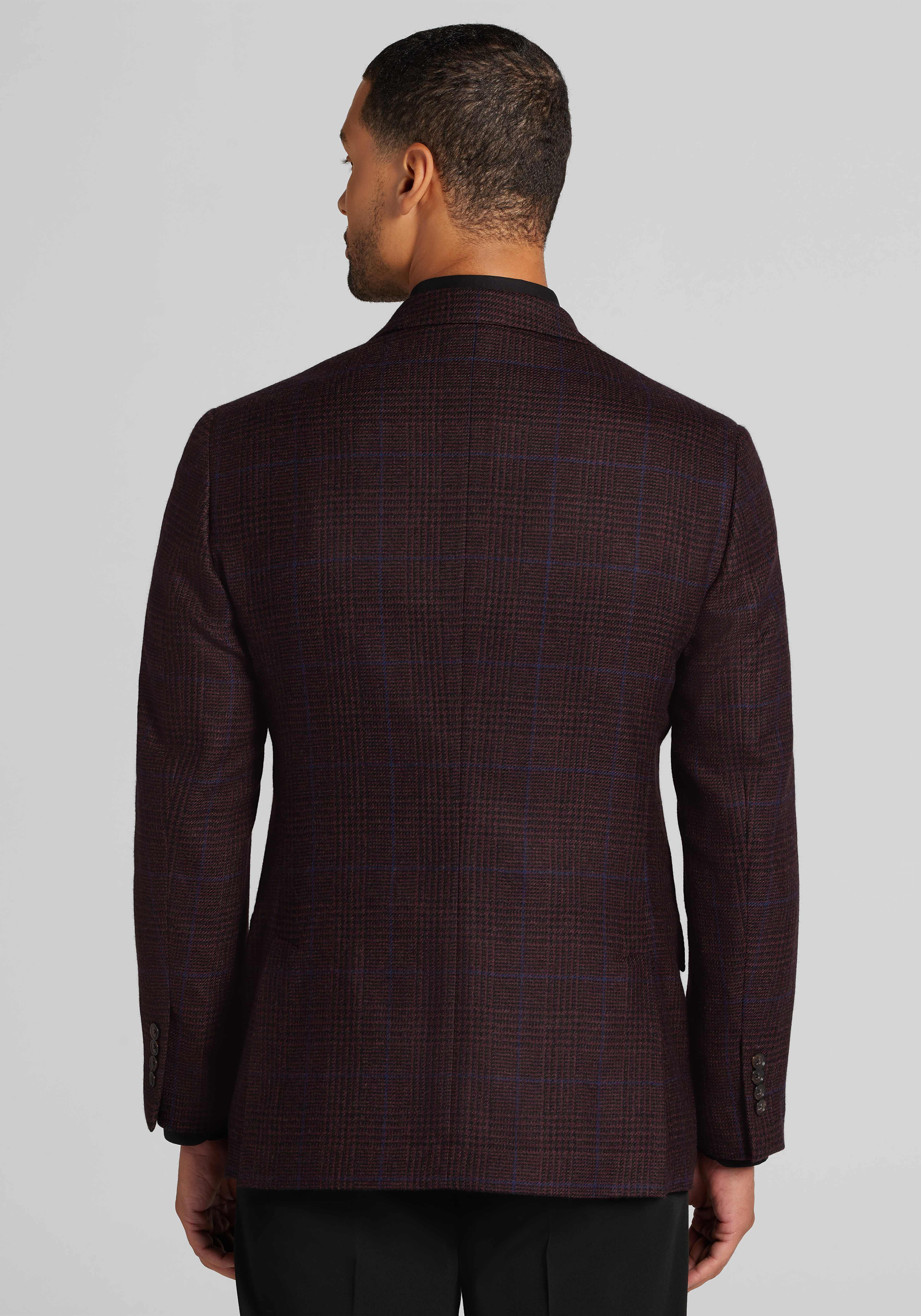 Reserve Collection Tailored Fit Wool Cashmere Blend Glen Plaid Sportcoat
