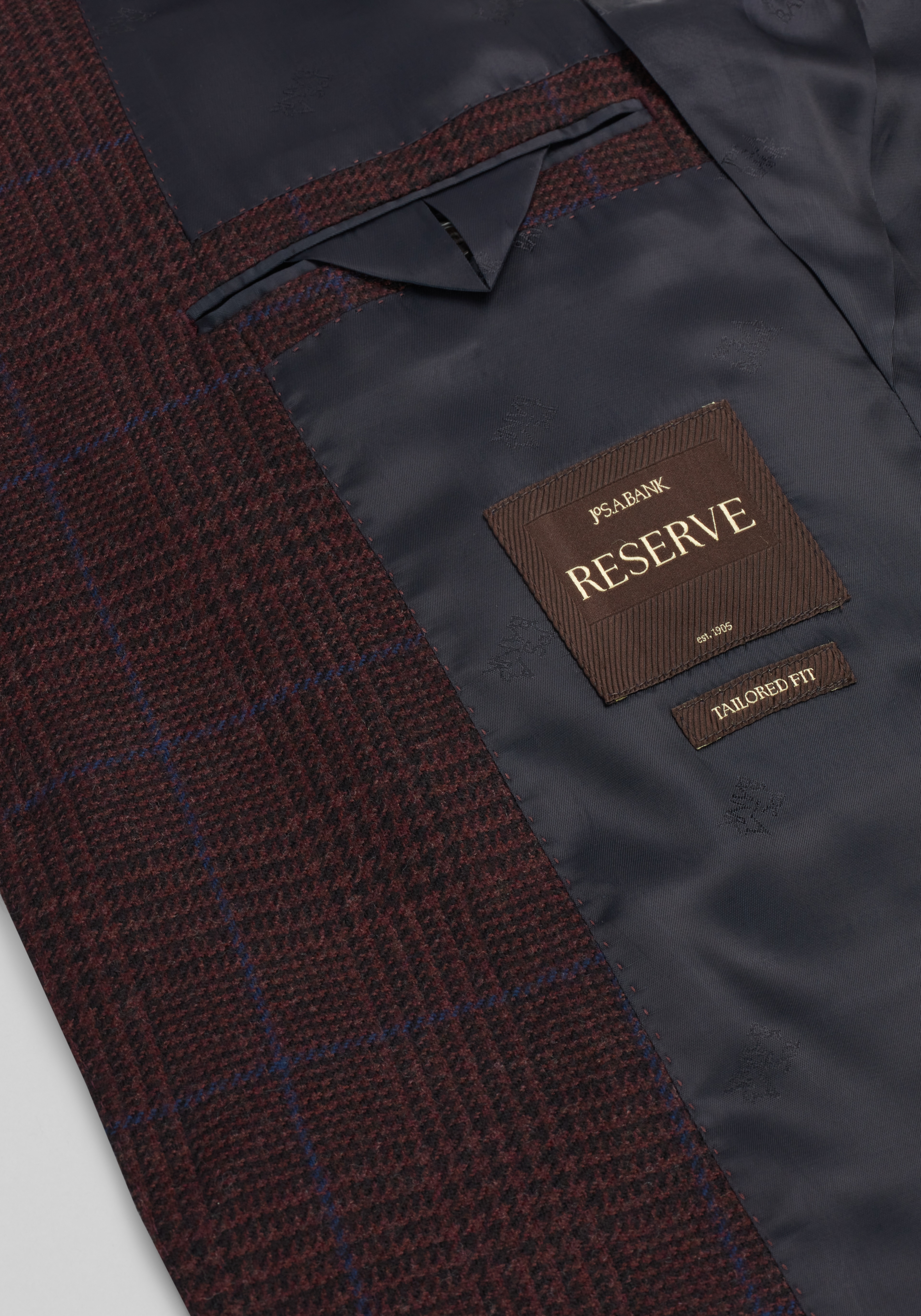 Reserve Collection Tailored Fit Wool Cashmere Blend Glen Plaid Sportcoat