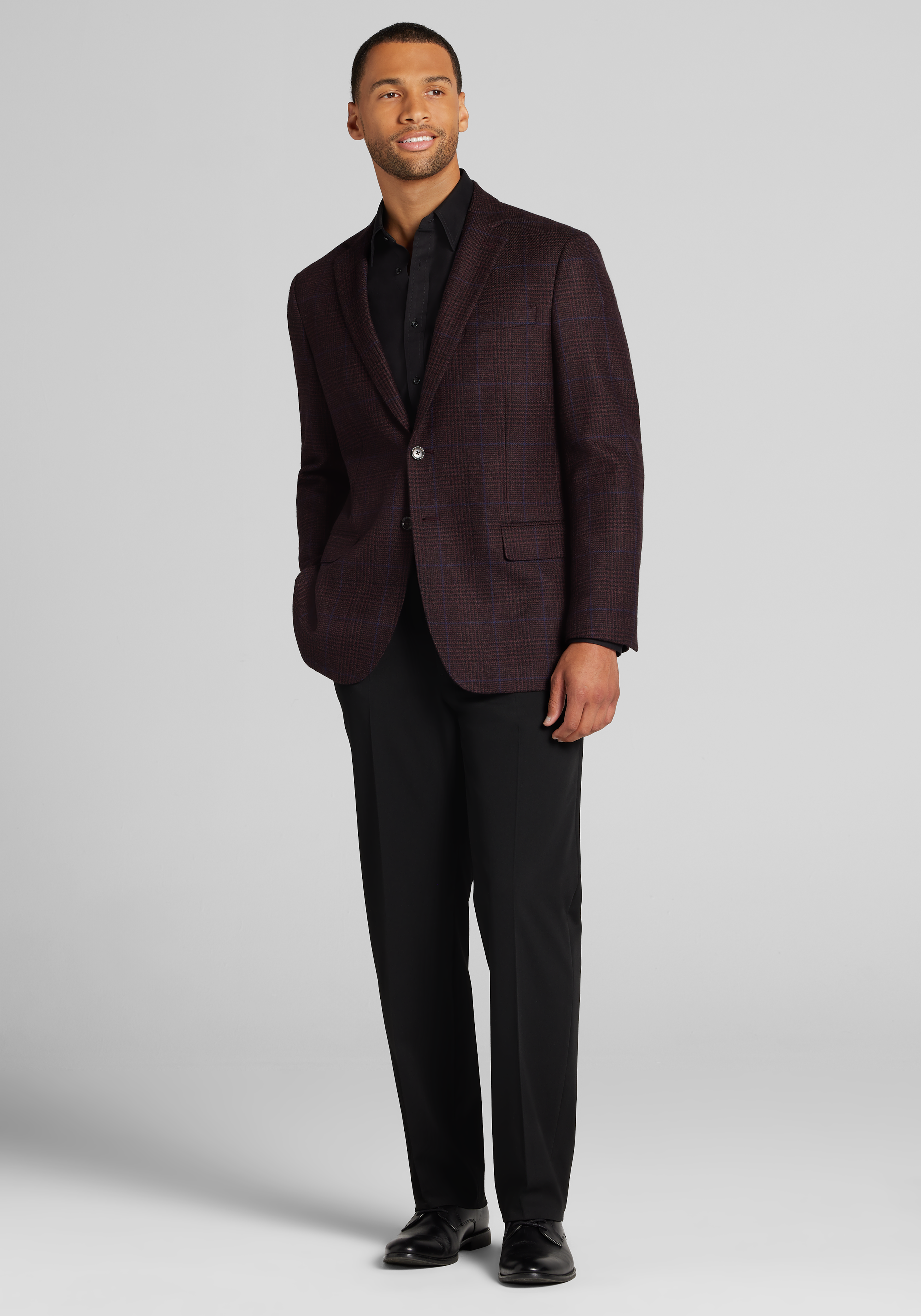 Reserve Collection Tailored Fit Wool Cashmere Blend Glen Plaid Sportcoat