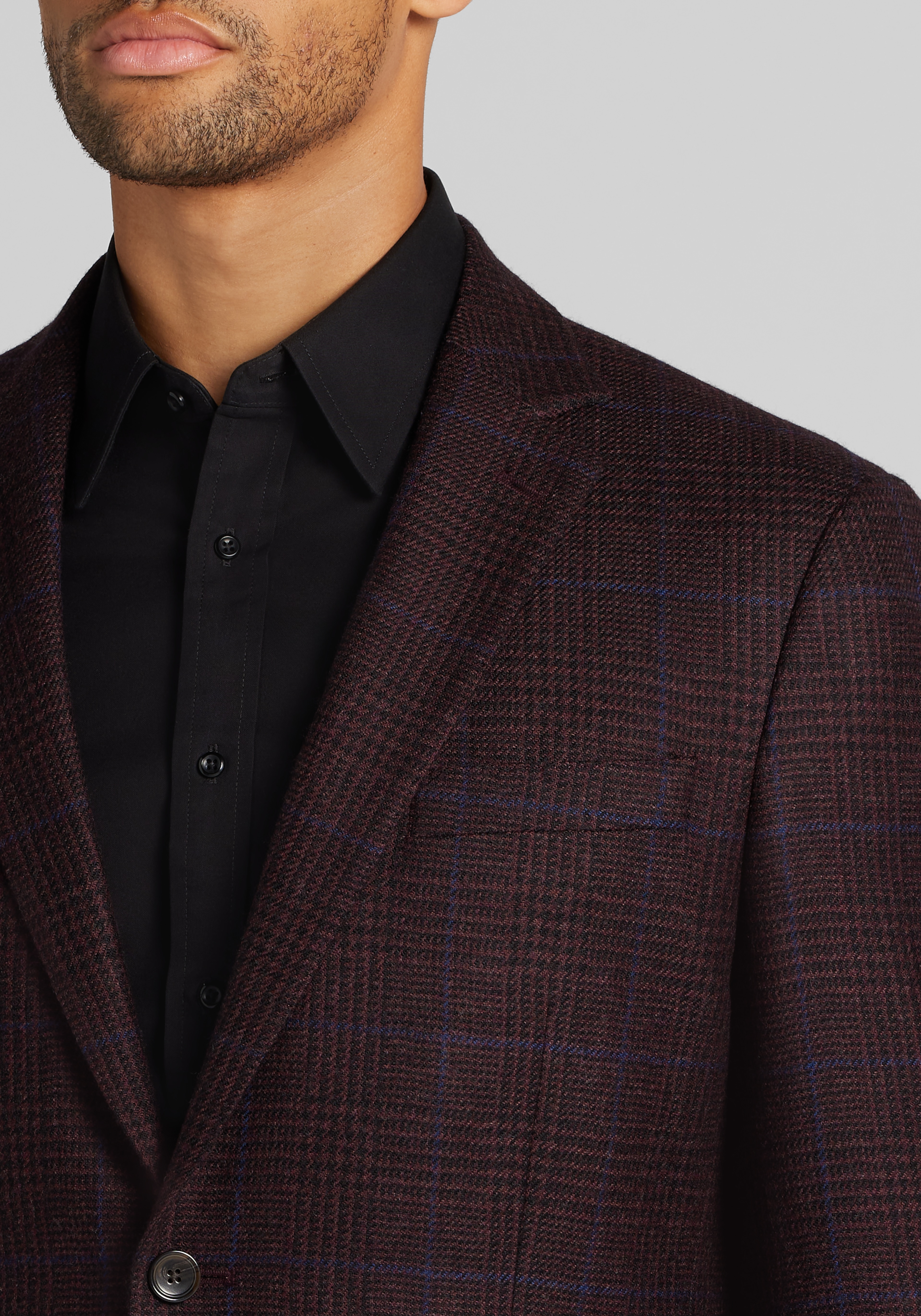 Reserve Collection Tailored Fit Wool Cashmere Blend Glen Plaid Sportcoat