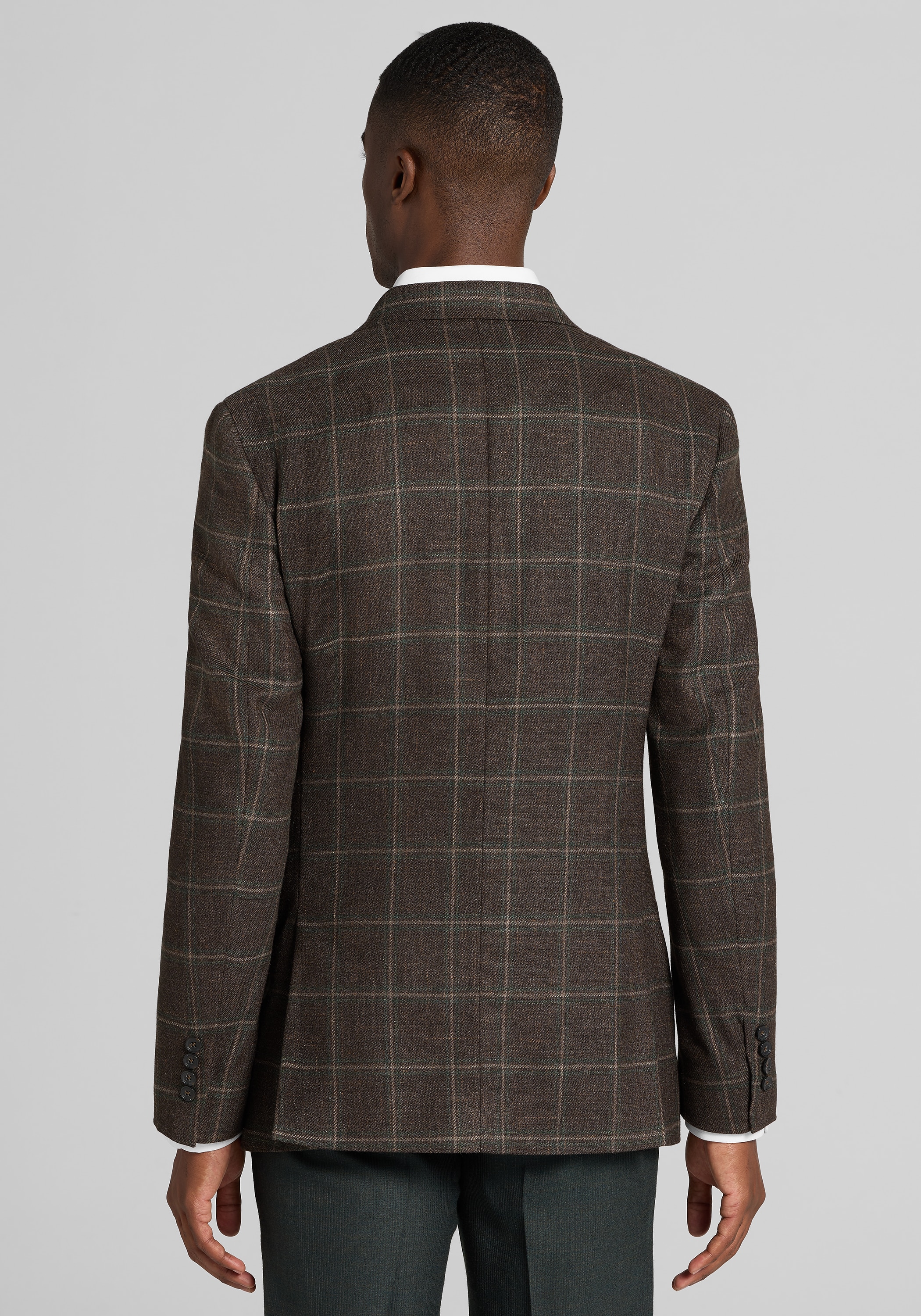 Reserve Collection Tailored Fit Wool Silk Windowpane Sportcoat