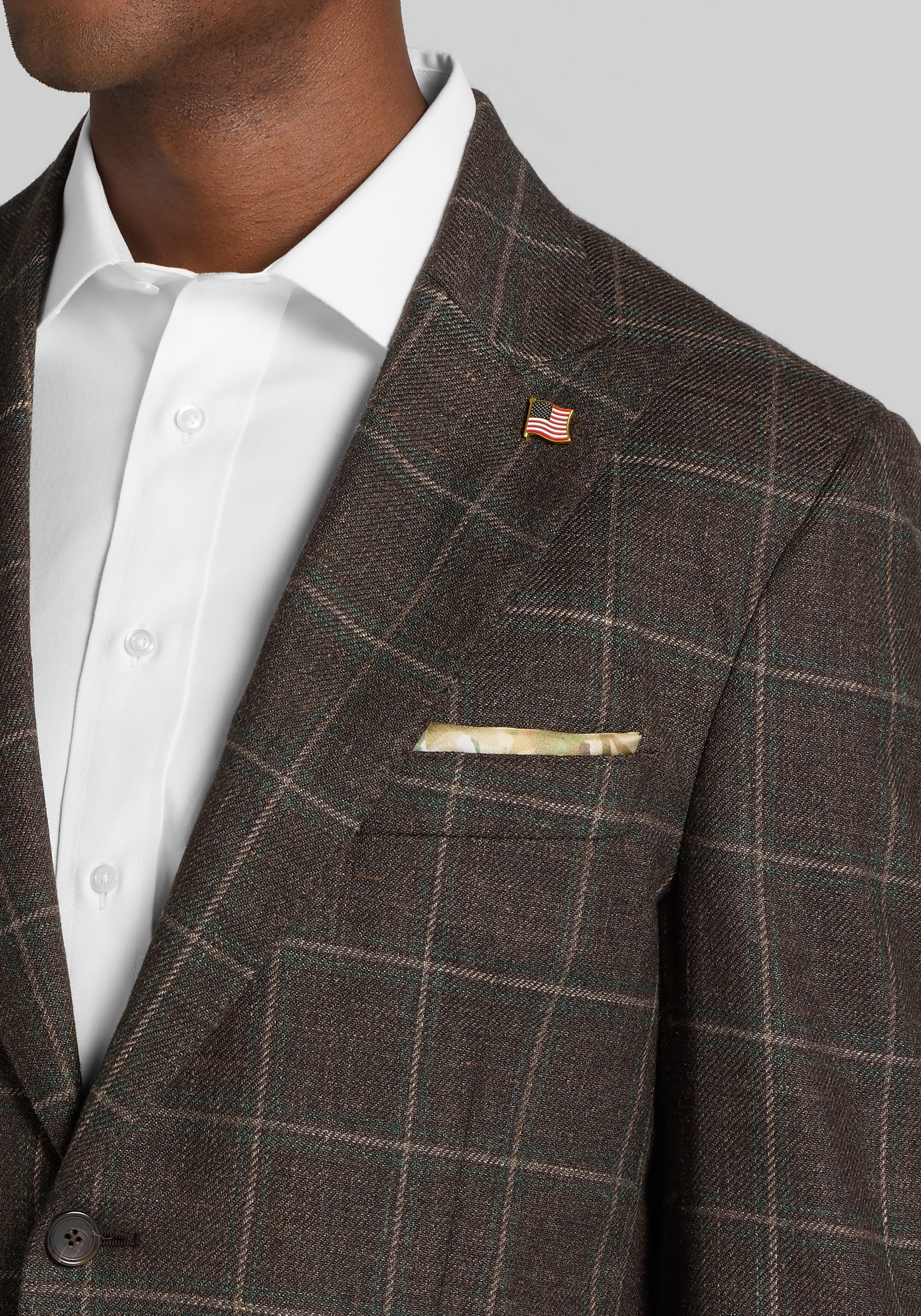 Reserve Collection Tailored Fit Wool Silk Windowpane Sportcoat