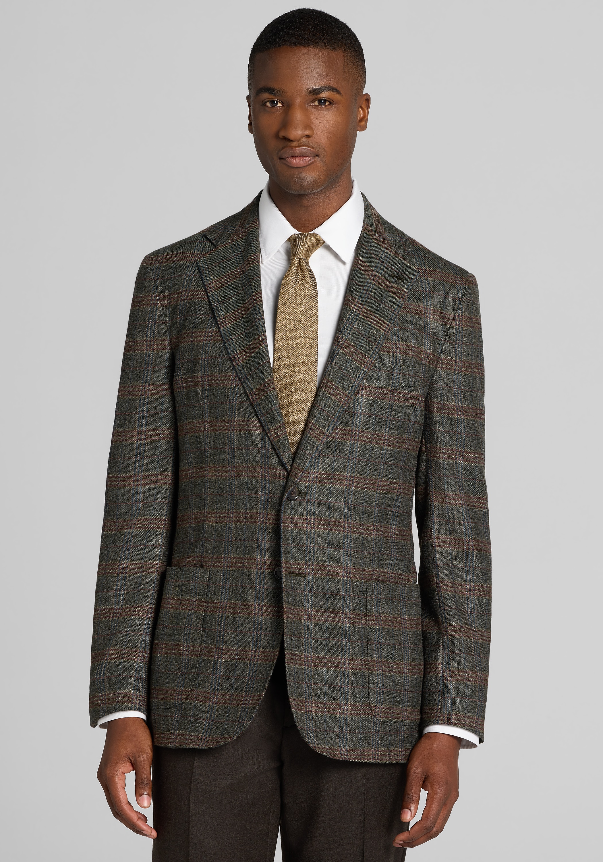 Men's New!, Reserve Collection Tailored Fit Plaid Sportcoat - Jos A Bank