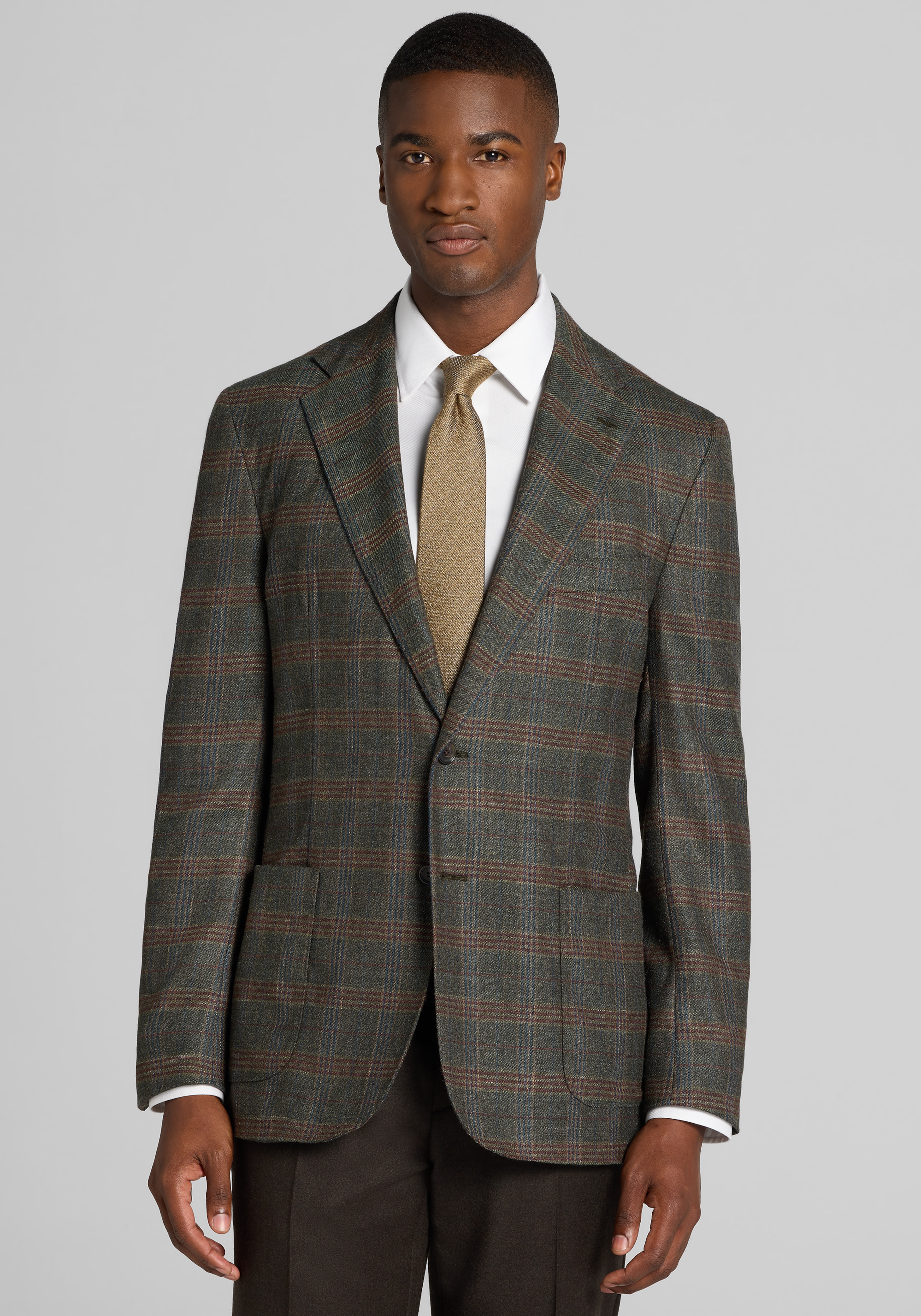 Reserve Collection Tailored Fit Plaid Sportcoat