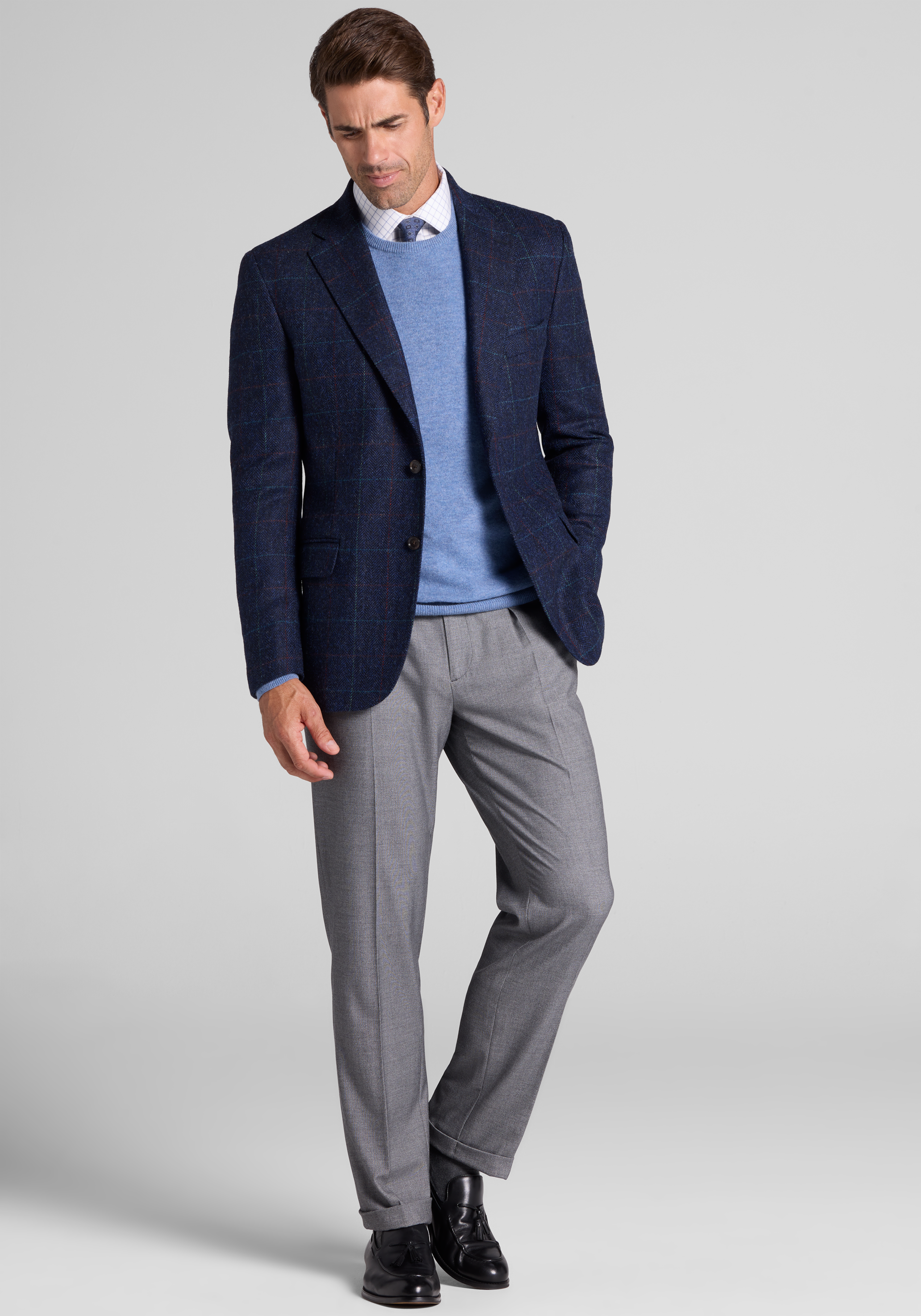 Reserve Tailored Fit Windowpane 100% Wool Sportcoat