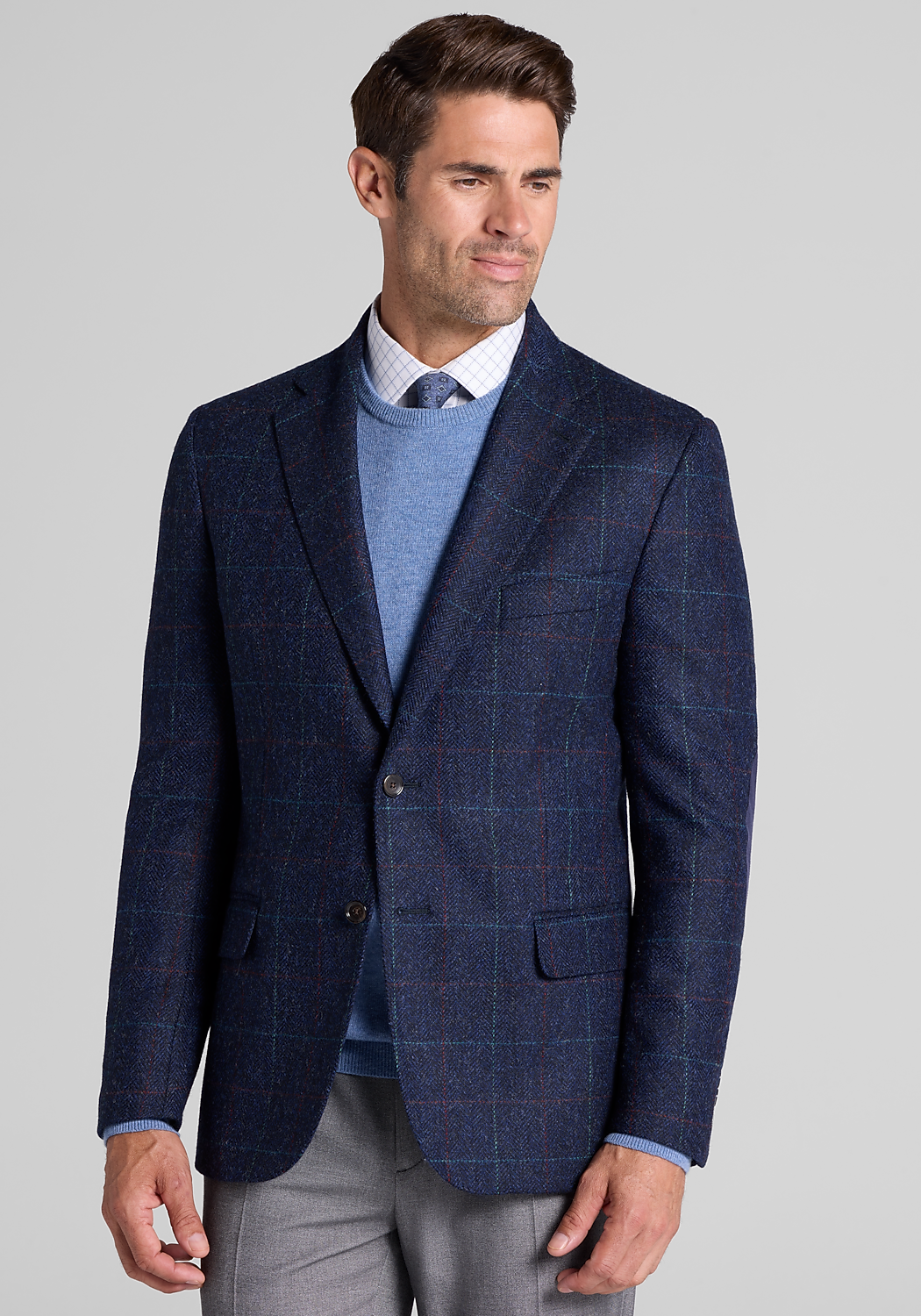 Reserve Tailored Fit Windowpane 100% Italian Wool Sportcoat