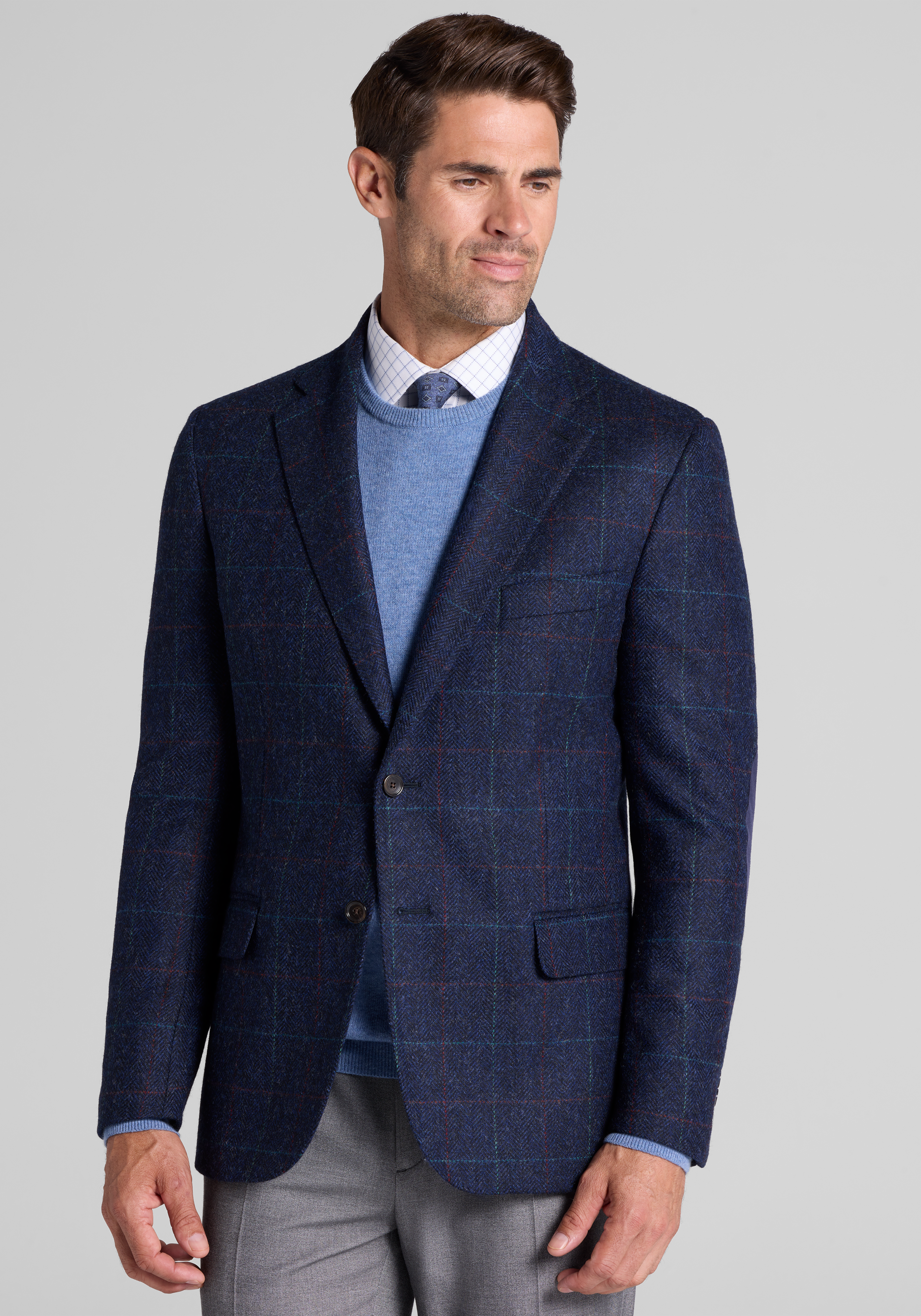 Reserve Tailored Fit Windowpane 100% Wool Sportcoat