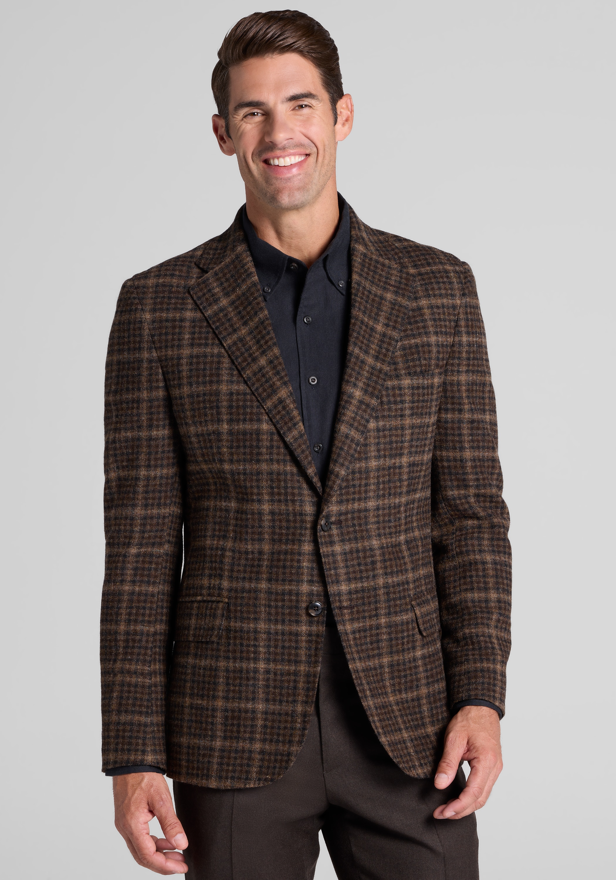 Men's New!, Reserve Tailored Fit Check 100% Wool Sportcoat - Jos A Bank