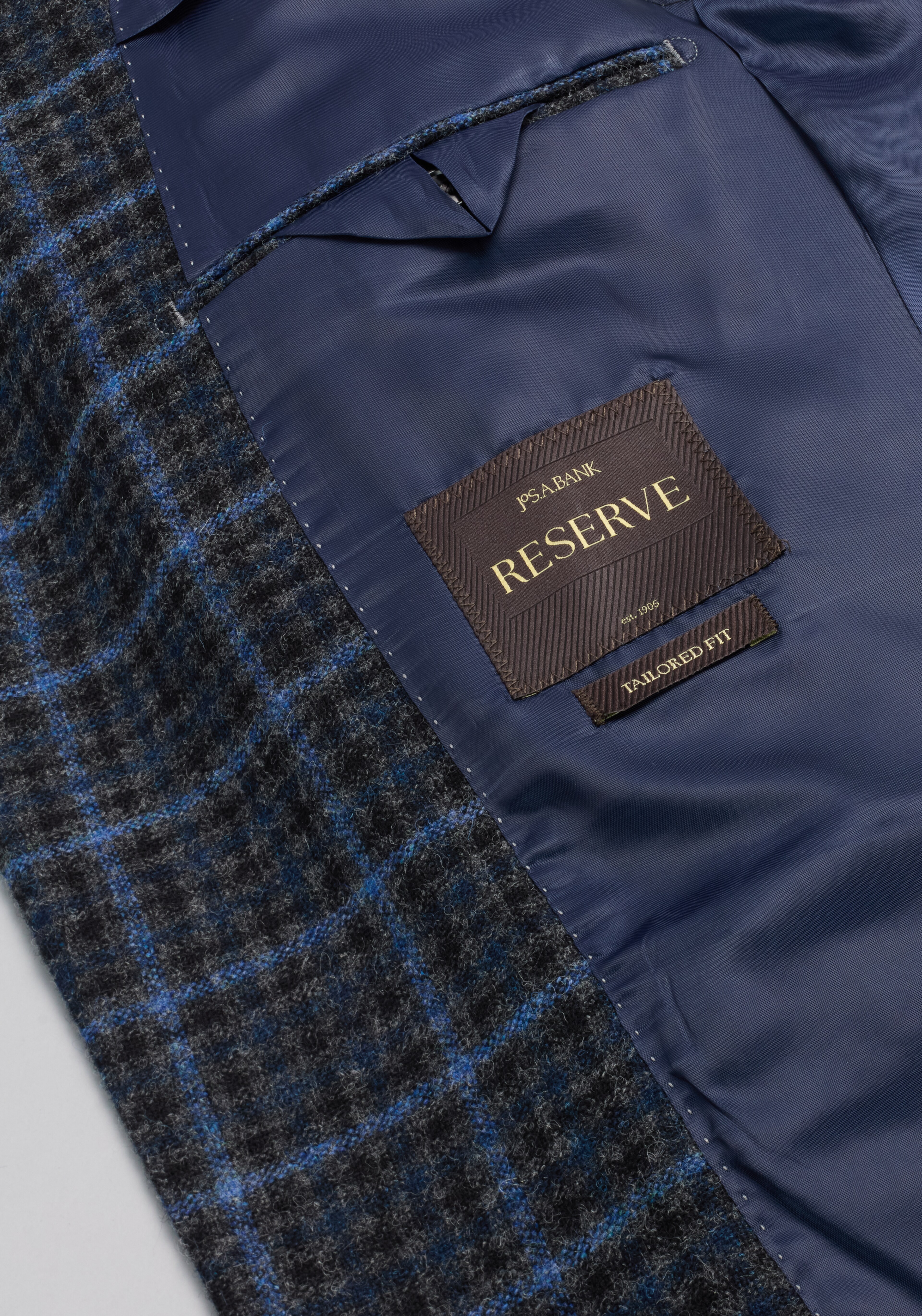 Reserve Tailored Fit Check 100% Wool Sportcoat