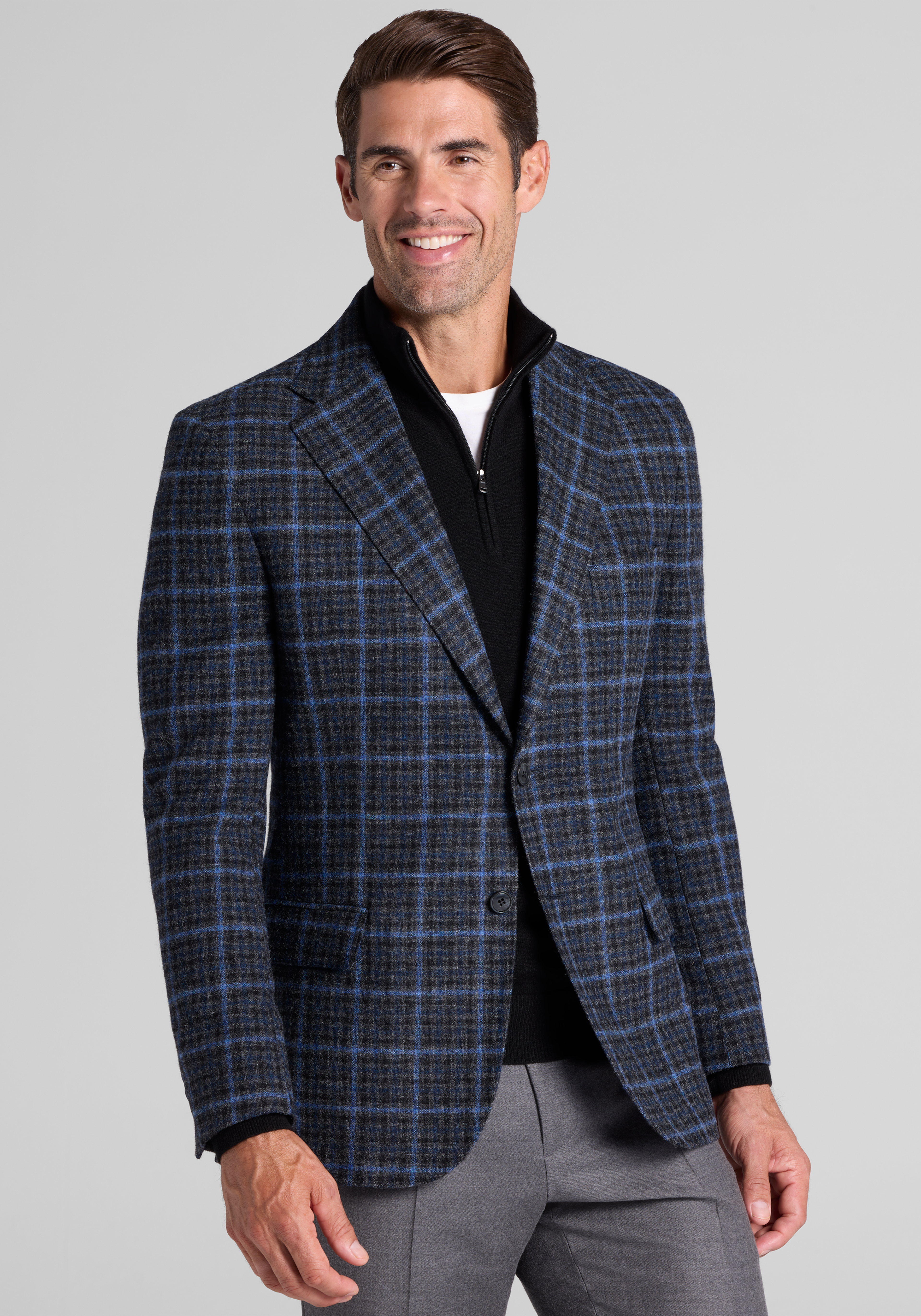 Reserve Tailored Fit Check 100% Wool Sportcoat