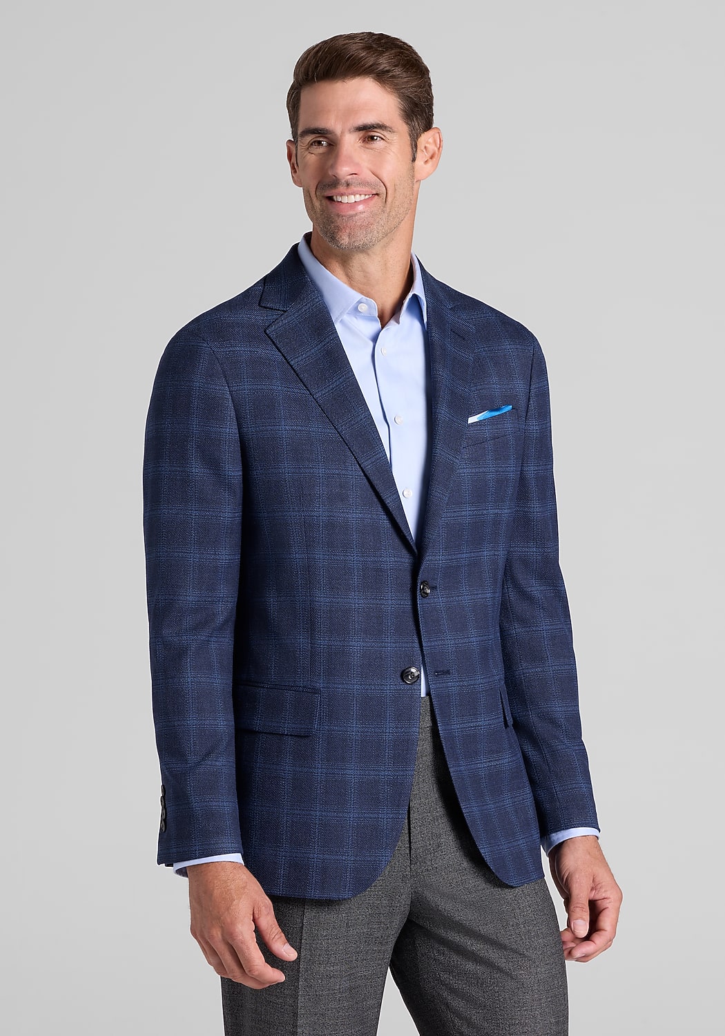 Jos. A. Bank Comfort Stretch Tailored Fit Windowpane Sportcoat - Big & Tall