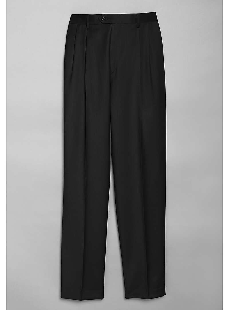 Executive Collection Executive Fit Wool Gabardine Pleated Dress Pants ...