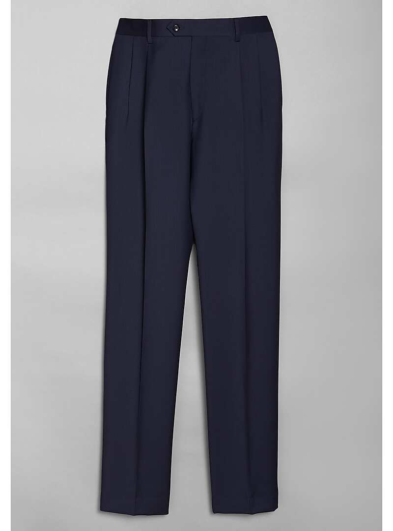 Executive Collection Executive Fit Wool Gabardine Pleated Dress Pants ...