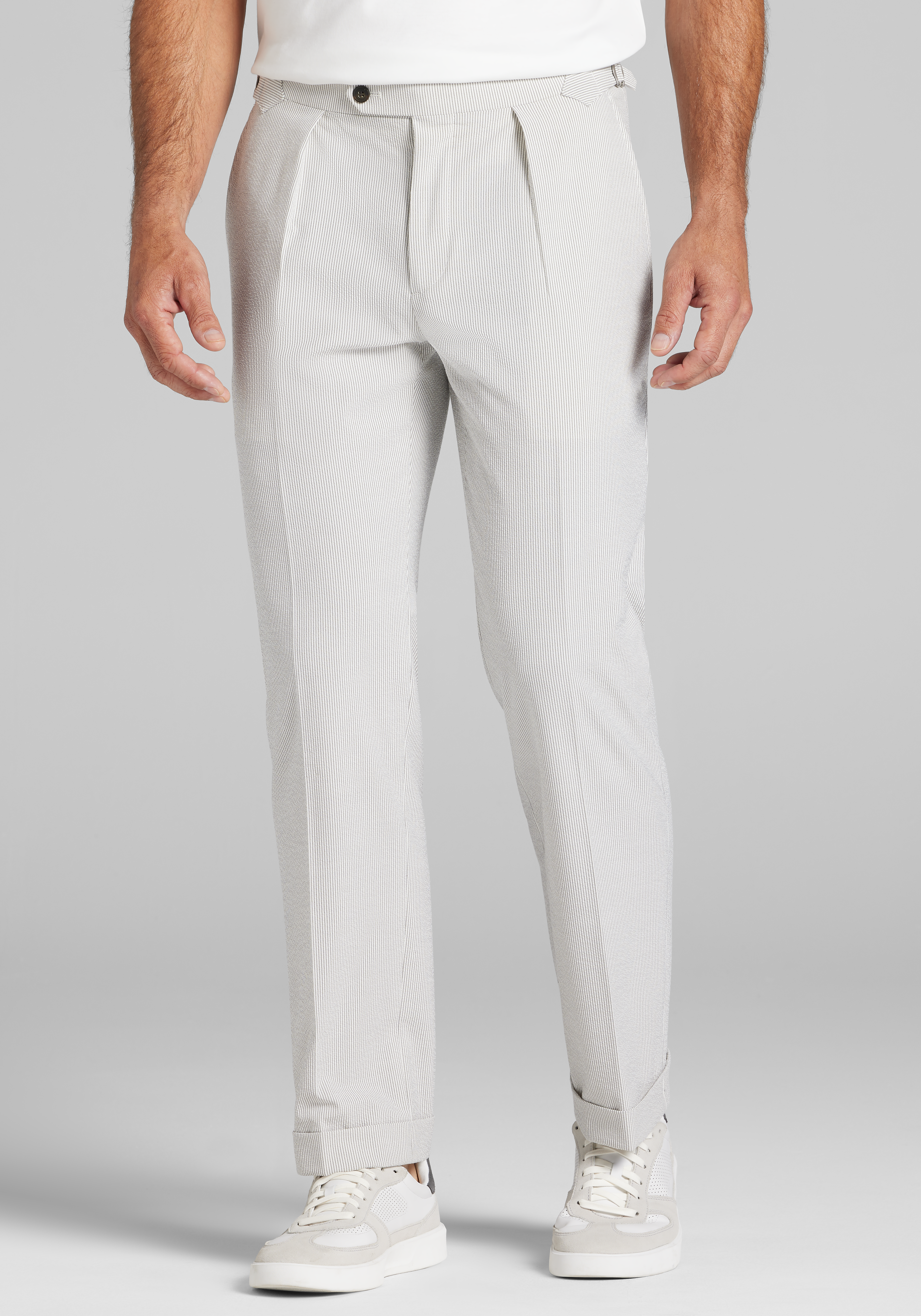 Men's Pants, Comfort Stretch Stripes Seersucker Dress Pants - Jos A Bank