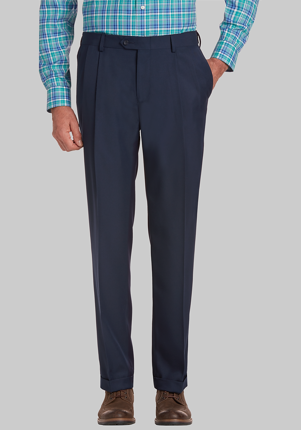 Traveler Performance Traditional Fit Slider Waistband Pleated Chinos - Big & Tall