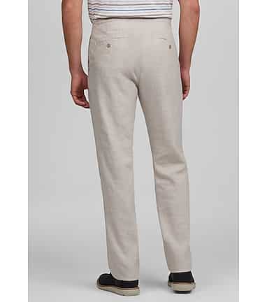 Reserve Collection Tailored Fit Flat Front Linen Blend Sorona