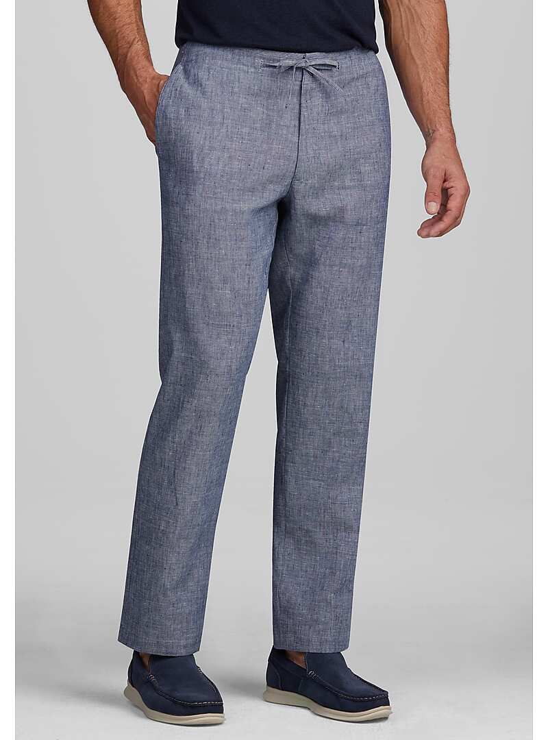 Men's Reserve Collection Flat Front Linen Blend Casual Pants