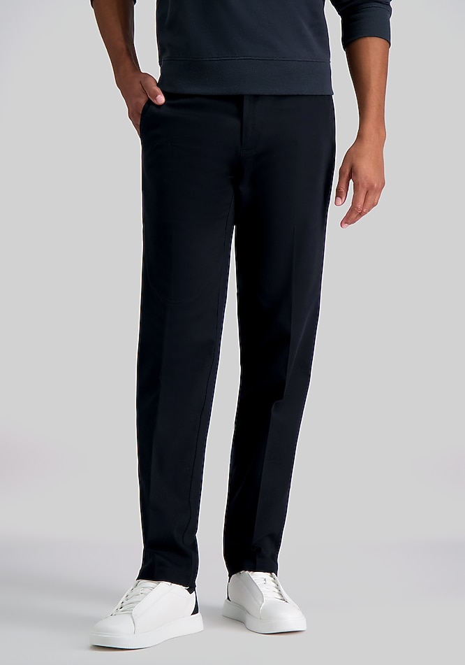 haggar straight fit dress pants Haggar 4-Way Stretch Dress Pants, Flat Front in Light Grey main image 0