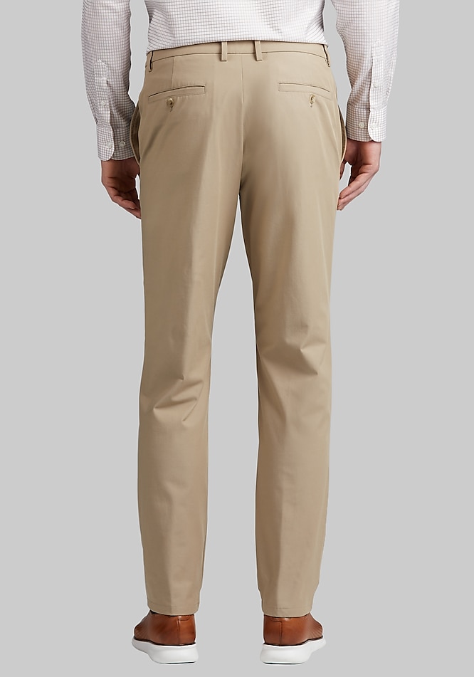Men's Traveler Performance Tailored Fit Cotton Blend Flat Front Golf Chinos at Jos. A. Bank, Tan, Size 34x32 - Pants