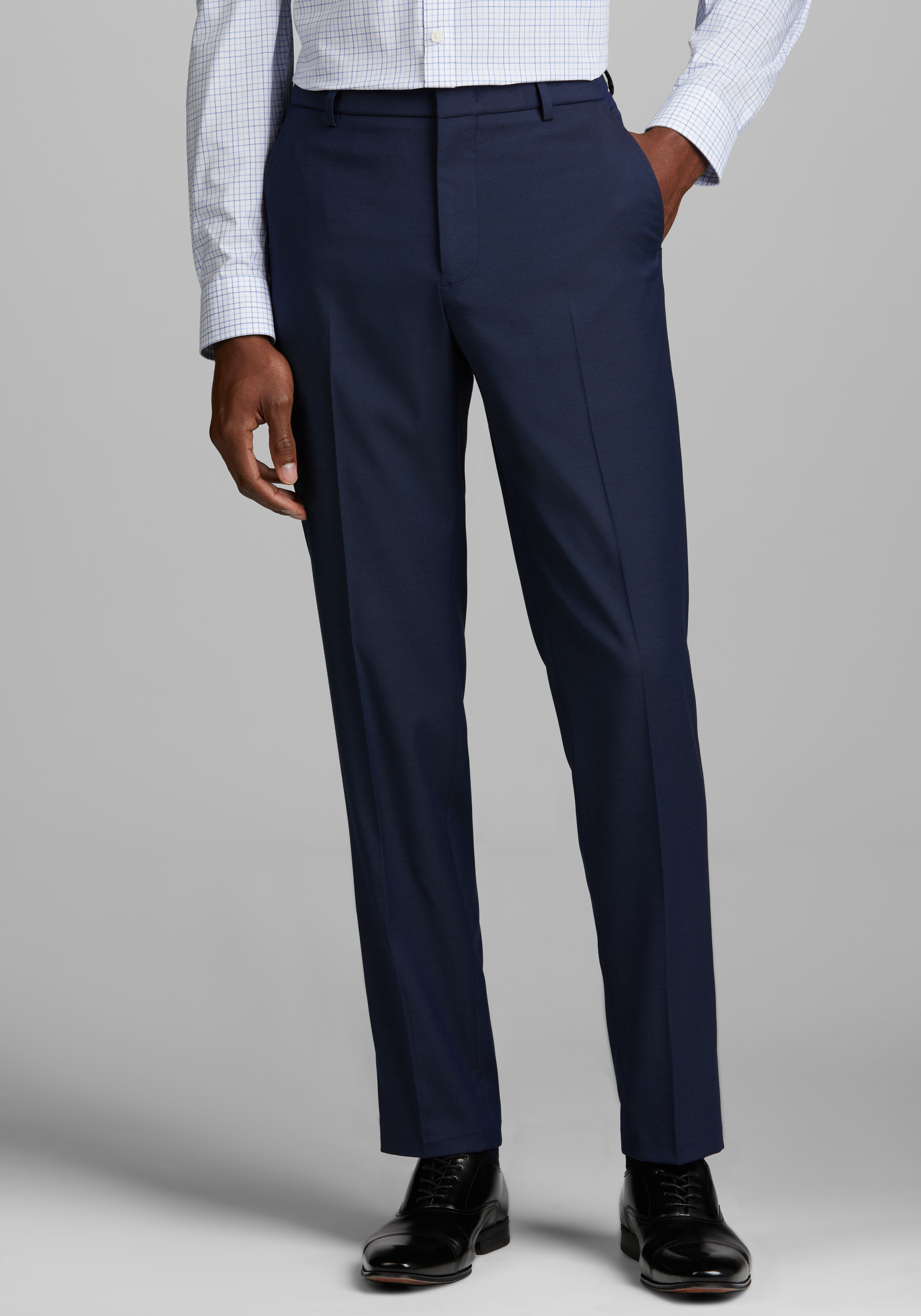 Navy Dress Pants with White Long Sleeve Shirt Outfits For Men (66