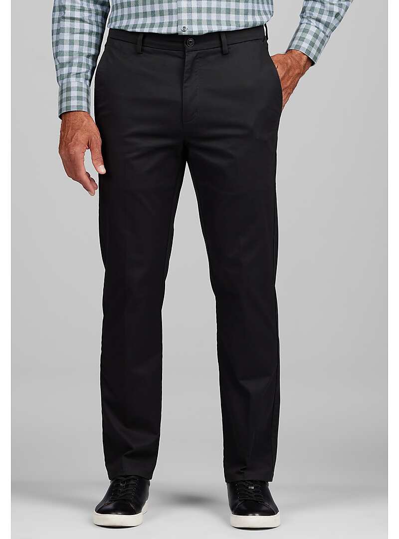Jos. A. Bank Men's Tailored Fit Flat-Front Chinos (Black)