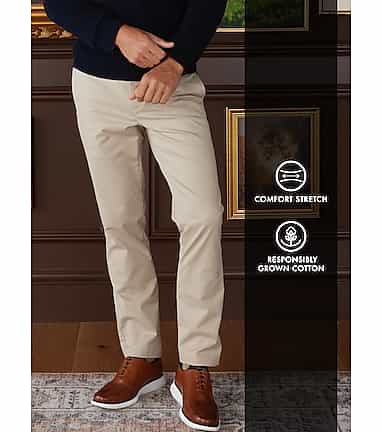 Men s Jos. A. Bank Comfort Stretch Tailored Fit Chinos at Jos. A. Bank British Tan Size 42x30 Pants