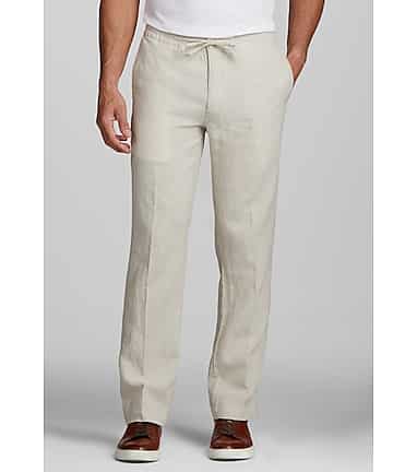 Jos. A. Bank Tailored Fit Linen Drawstring Pants - Linen