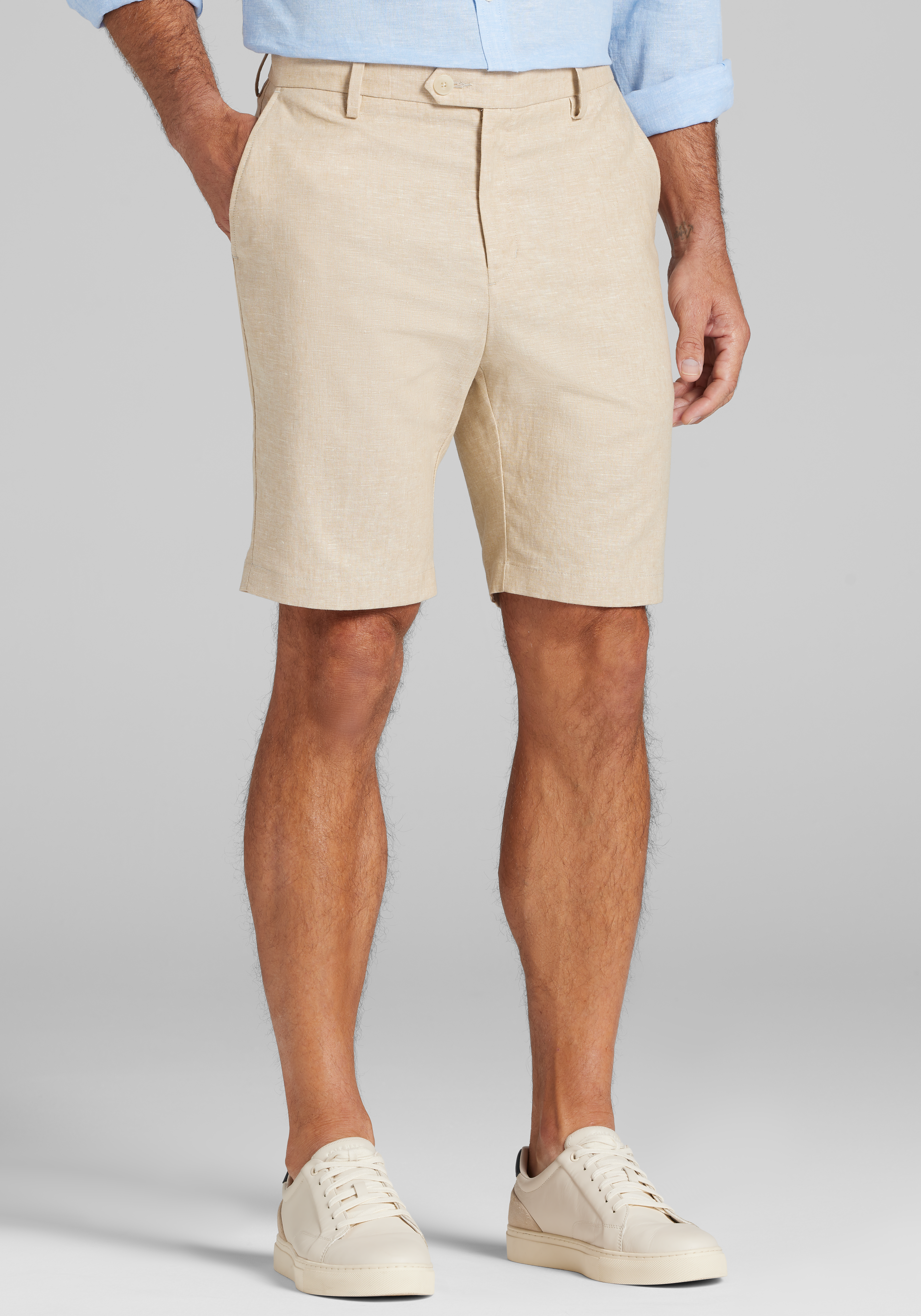 Men's Pants, Linen Cotton Comfort Stretch 9 Inch Shorts CLEARANCE - Jos A Bank