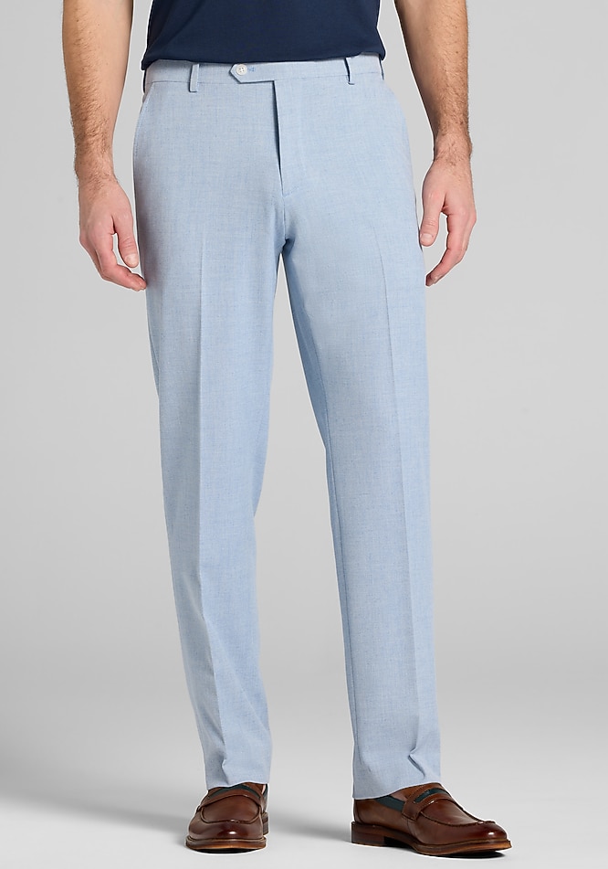 stretch dress trousers Haggar 4-Way Stretch Dress Pants, Flat Front in Light Grey