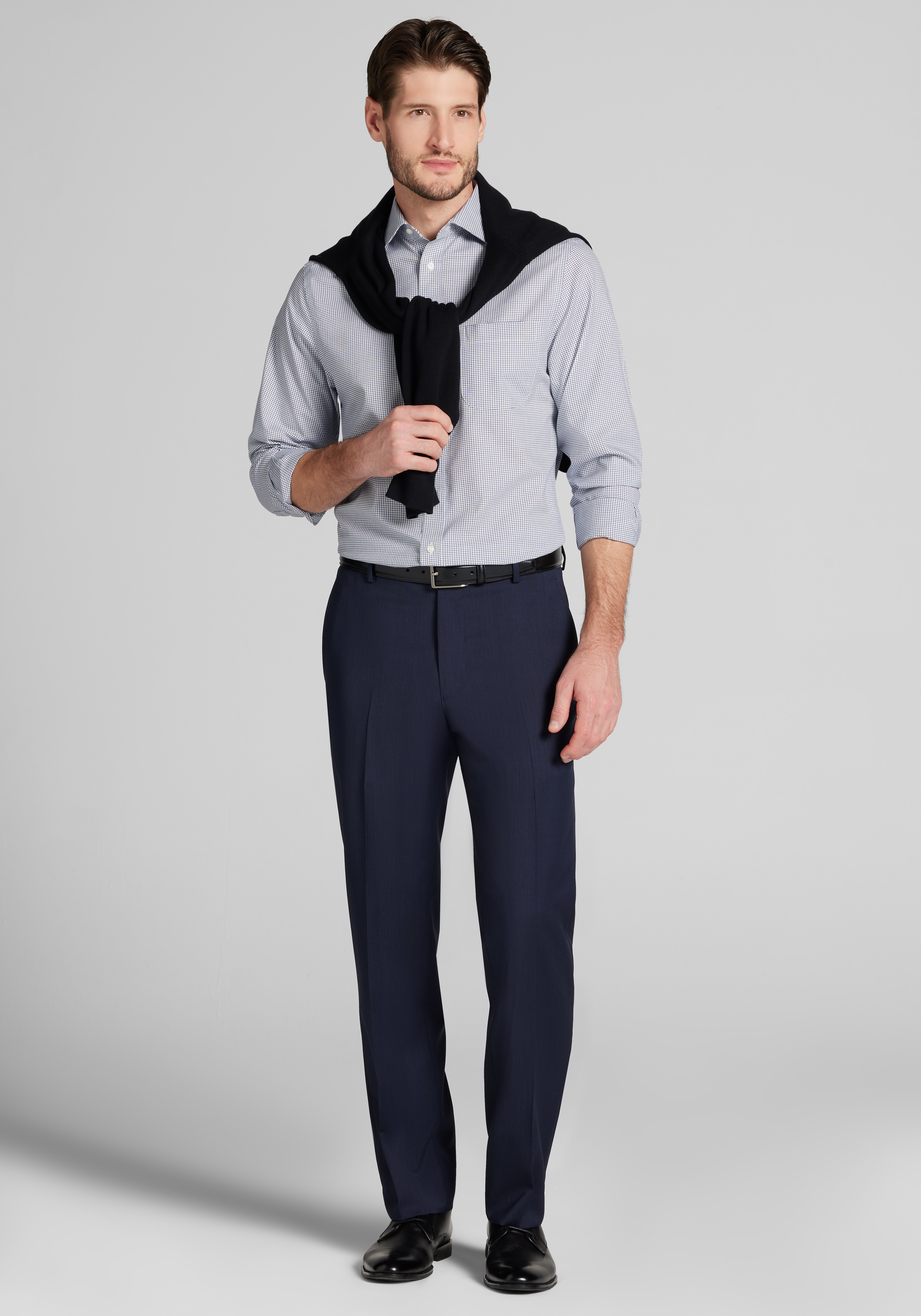 Reserve Collection Tailored Fit Italian Wool Textured Dress Pant