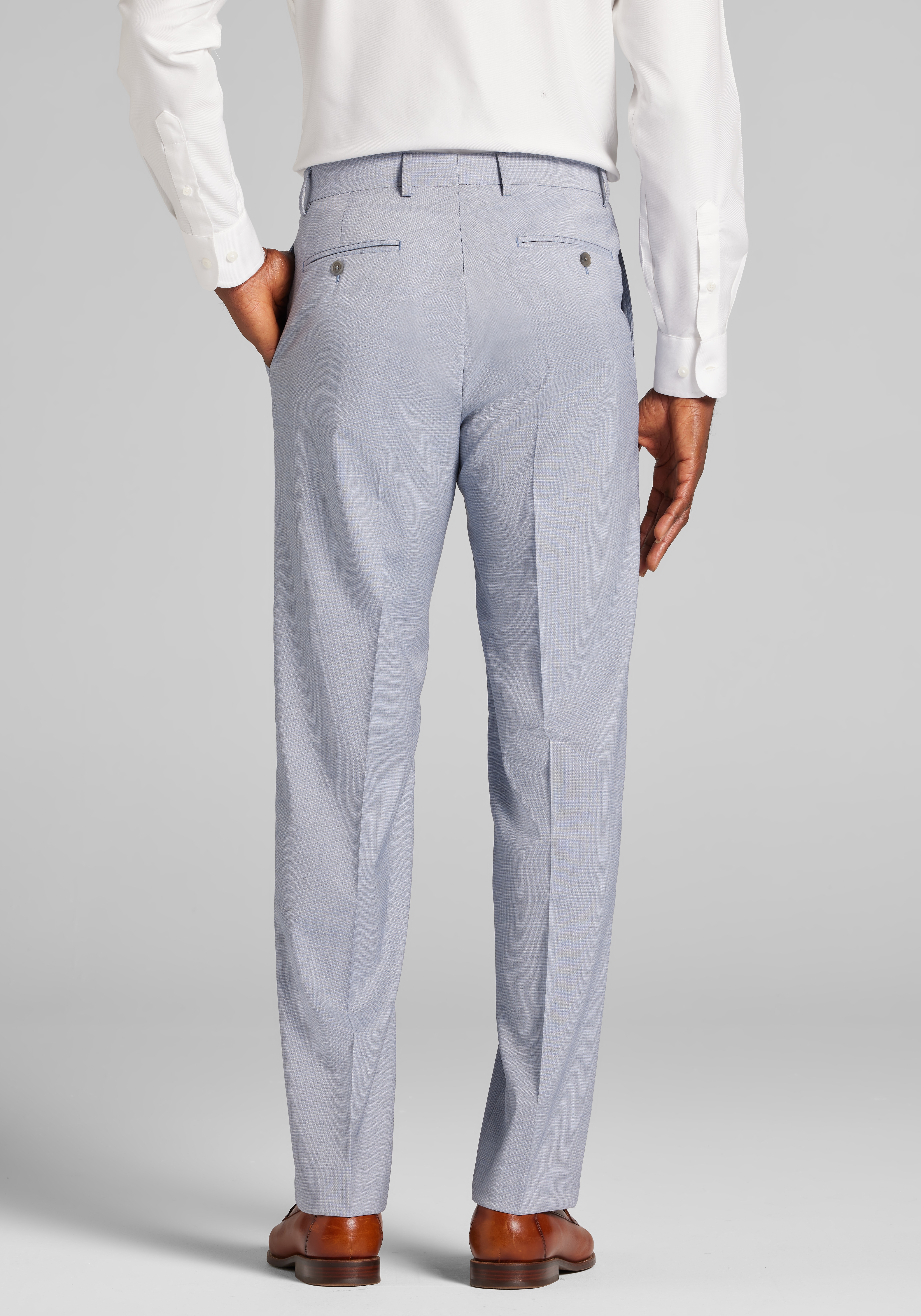 Reserve Collection Tailored Fit Textured Grid Italian Wool Dress Pants