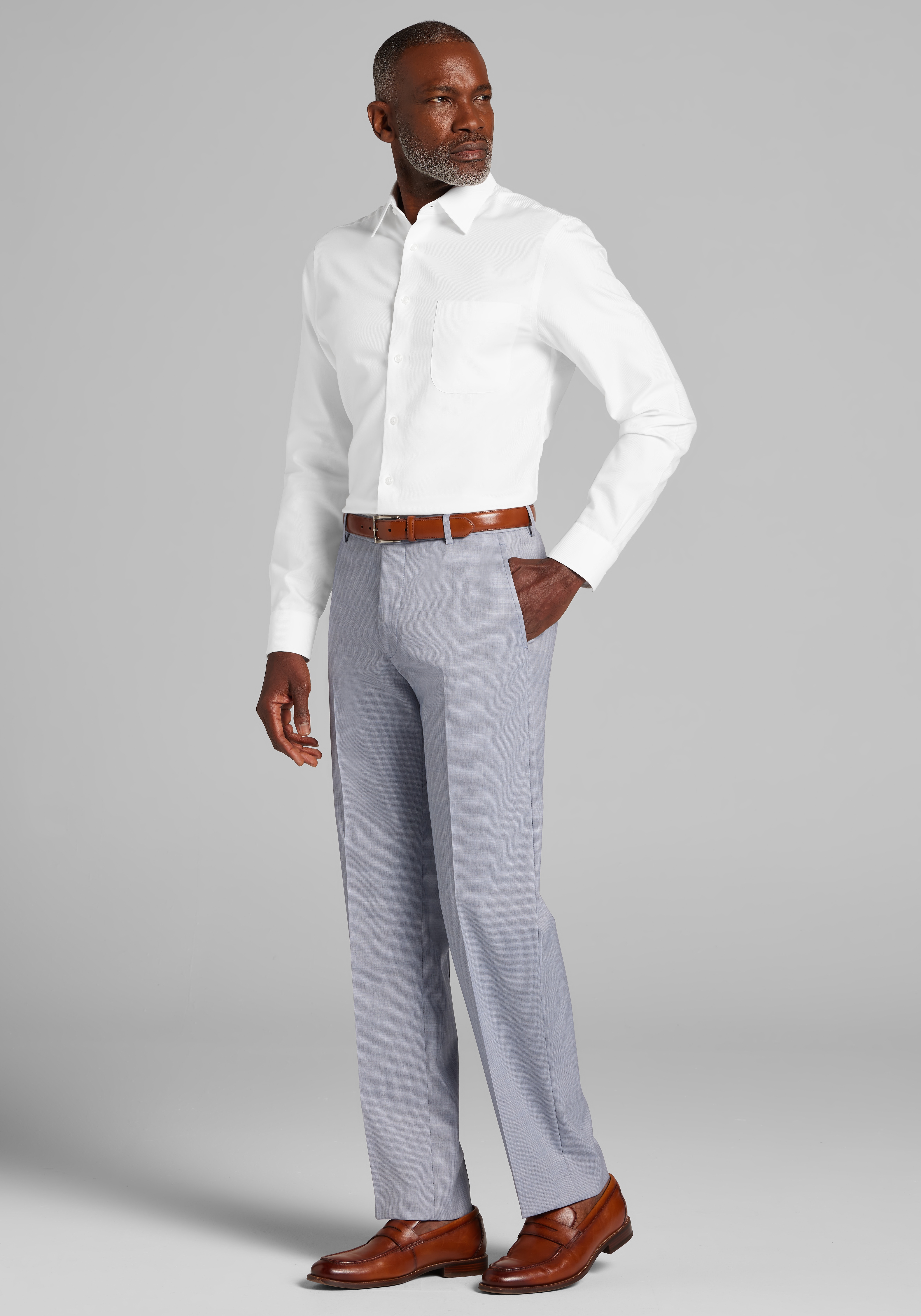 Reserve Collection Tailored Fit Textured Grid Italian Wool Dress Pants