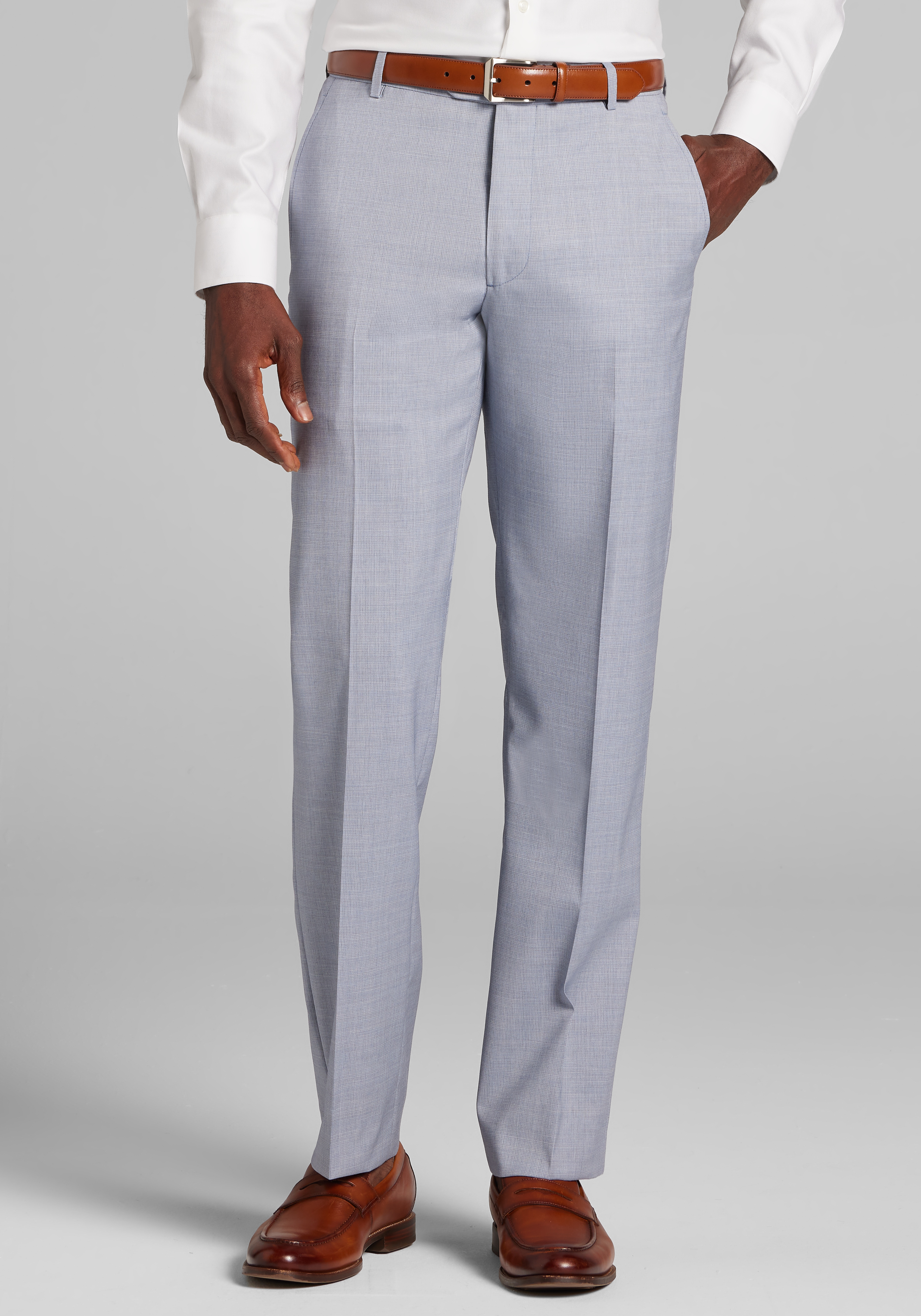 Men's Pants, Reserve Collection Tailored Fit Textured Grid Italian Wool Dress Pants - Jos A Bank