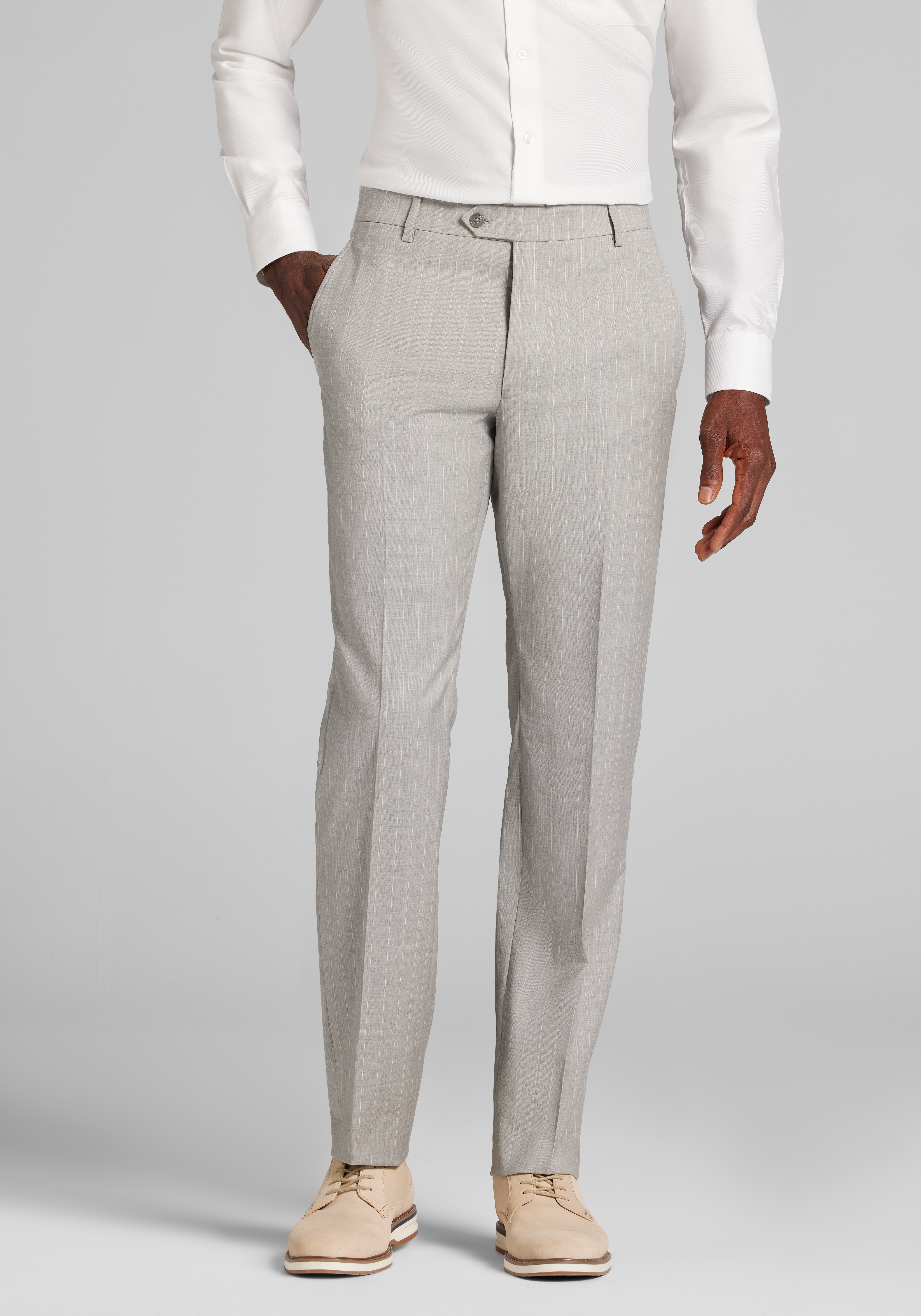 Men's Pants, Reserve Collection Tailored Fit Pinstripe Italian Wool Dress Pants - Jos A Bank