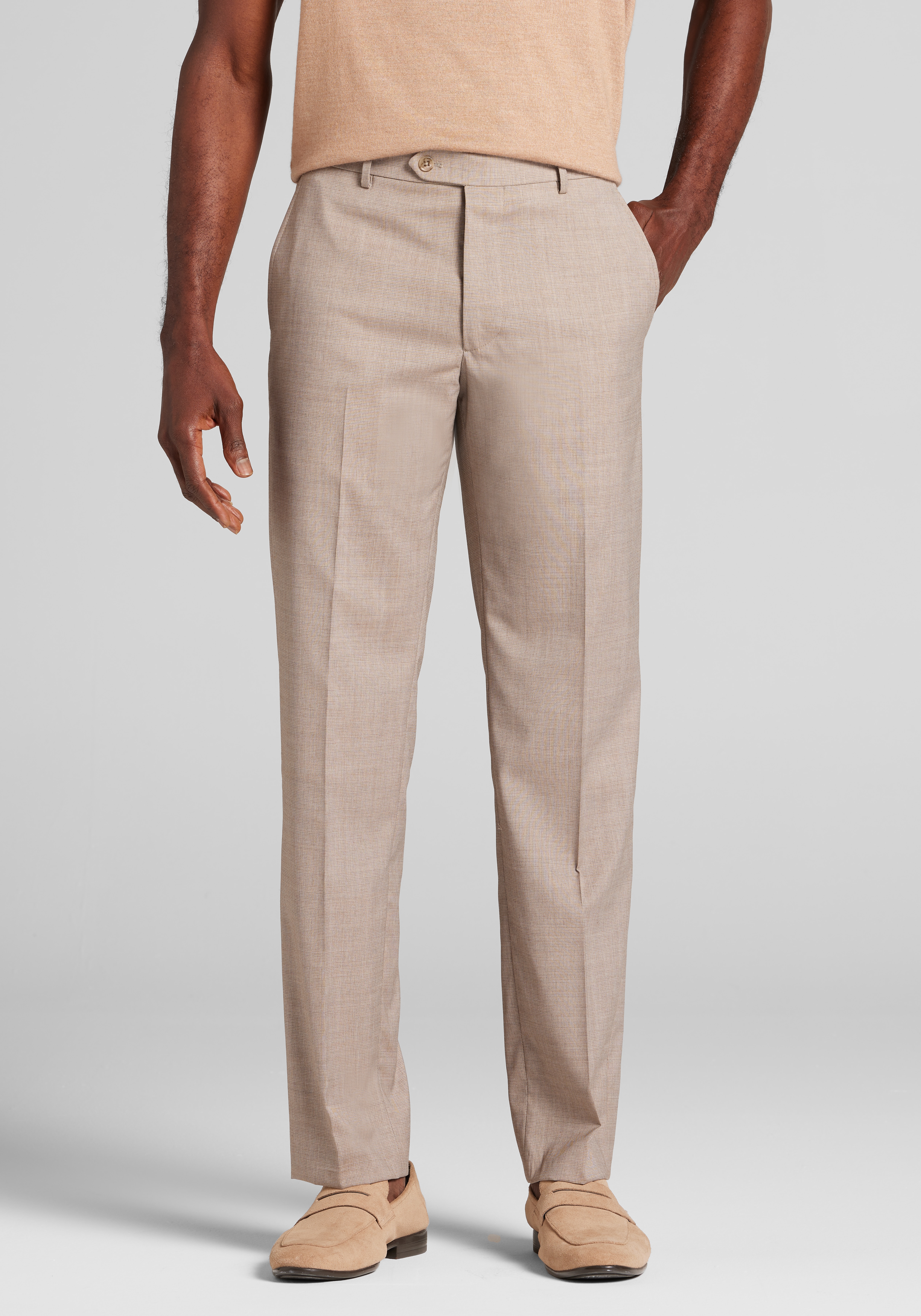 Men's Pants, Reserve Collection Tailored Fit Textured Grid Italian Wool Dress Pants - Jos A Bank