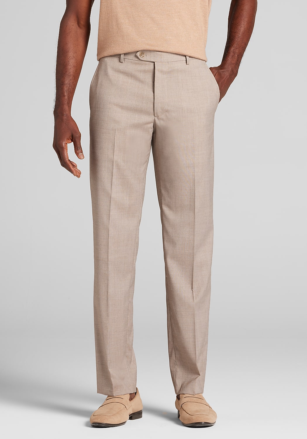 Reserve Collection Tailored Fit Textured Grid Italian Wool Dress Pants