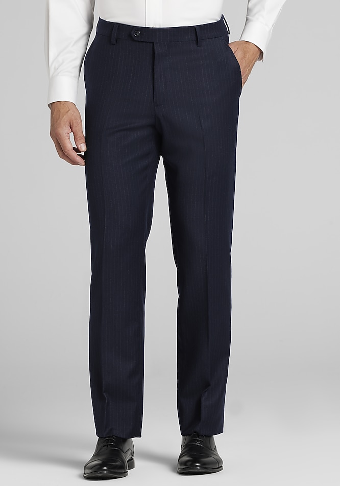Men's Reserve Collection Tailored Fit Pinstripe Italian Wool Dress Pants Clearance at Jos. A. Bank, Blue/Navy, Size 40x32